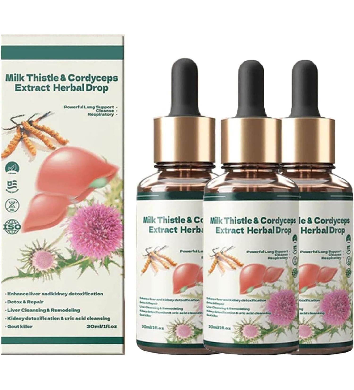 DENERASS TinaHerbs PRO Milk Thistle & Cordyceps Sinensis Drops - Liver Support Detox & Repair - Herbal Drops Trio - Buy Online on GoSupps.com