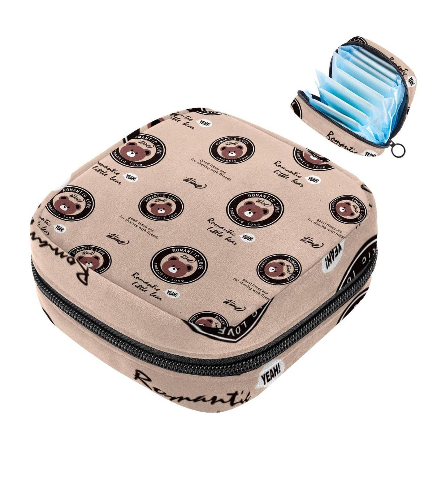 Romantic Little Bear Women's Napkin Storage Bag - Portable Period Pocket for Teens & Girls | Menstrual Cup Holder & Insert - Buy Online on GoSupps.com