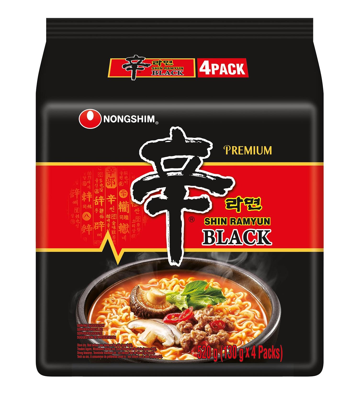 Nongshim Co LTD NONGSHIM Instant Noedels Shin Ramyun Black 4Pack Multipack 8 X 4 X 130 GR - Buy Online on GoSupps.com