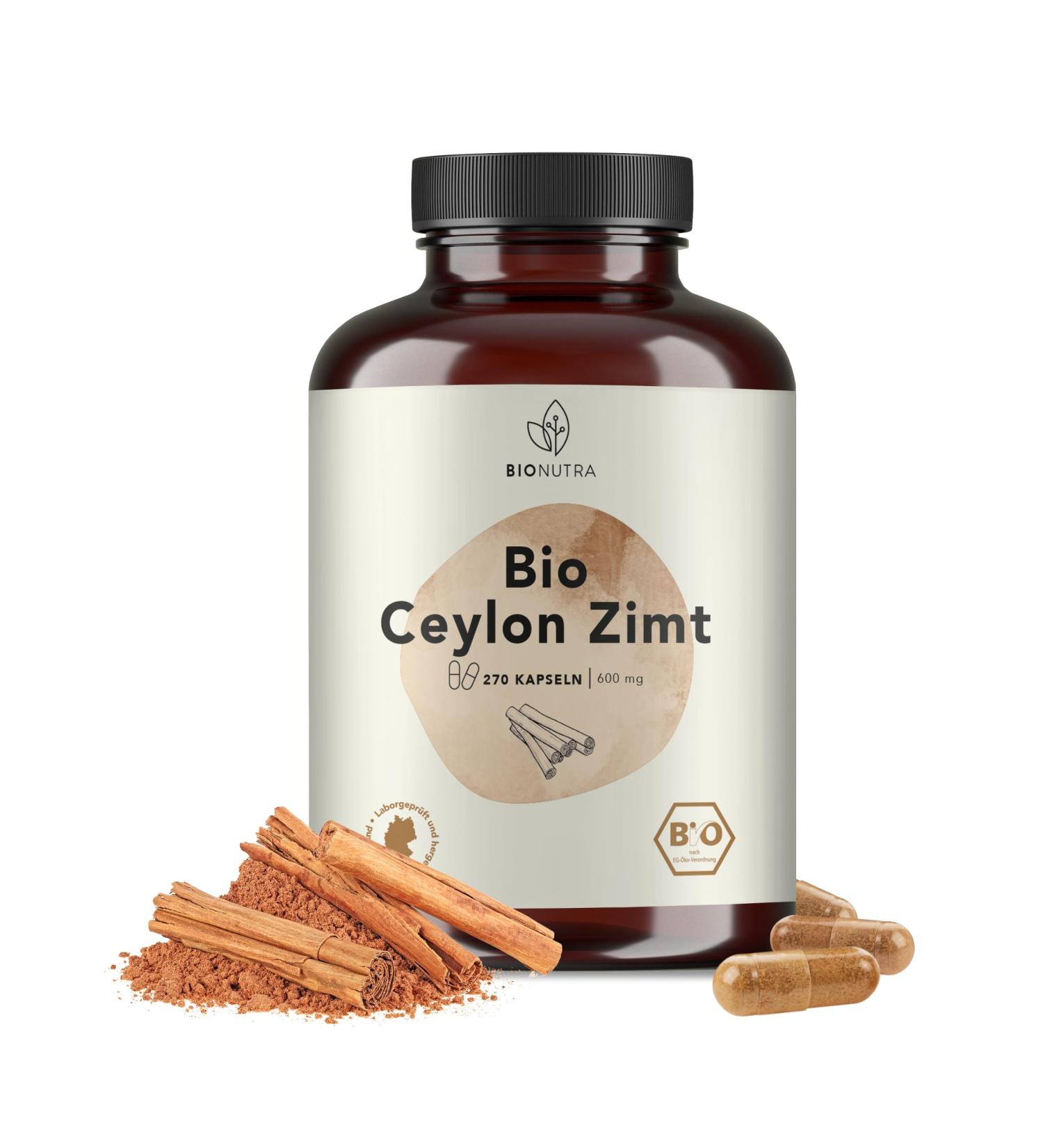 Buy Bionutra Organic Ceylon Cinnamon Capsules - 270 x 600 mg Vegan & Gluten-Free 4-Month Supply German Quality High-Dose Additive-Free - Buy Online on GoSupps.com