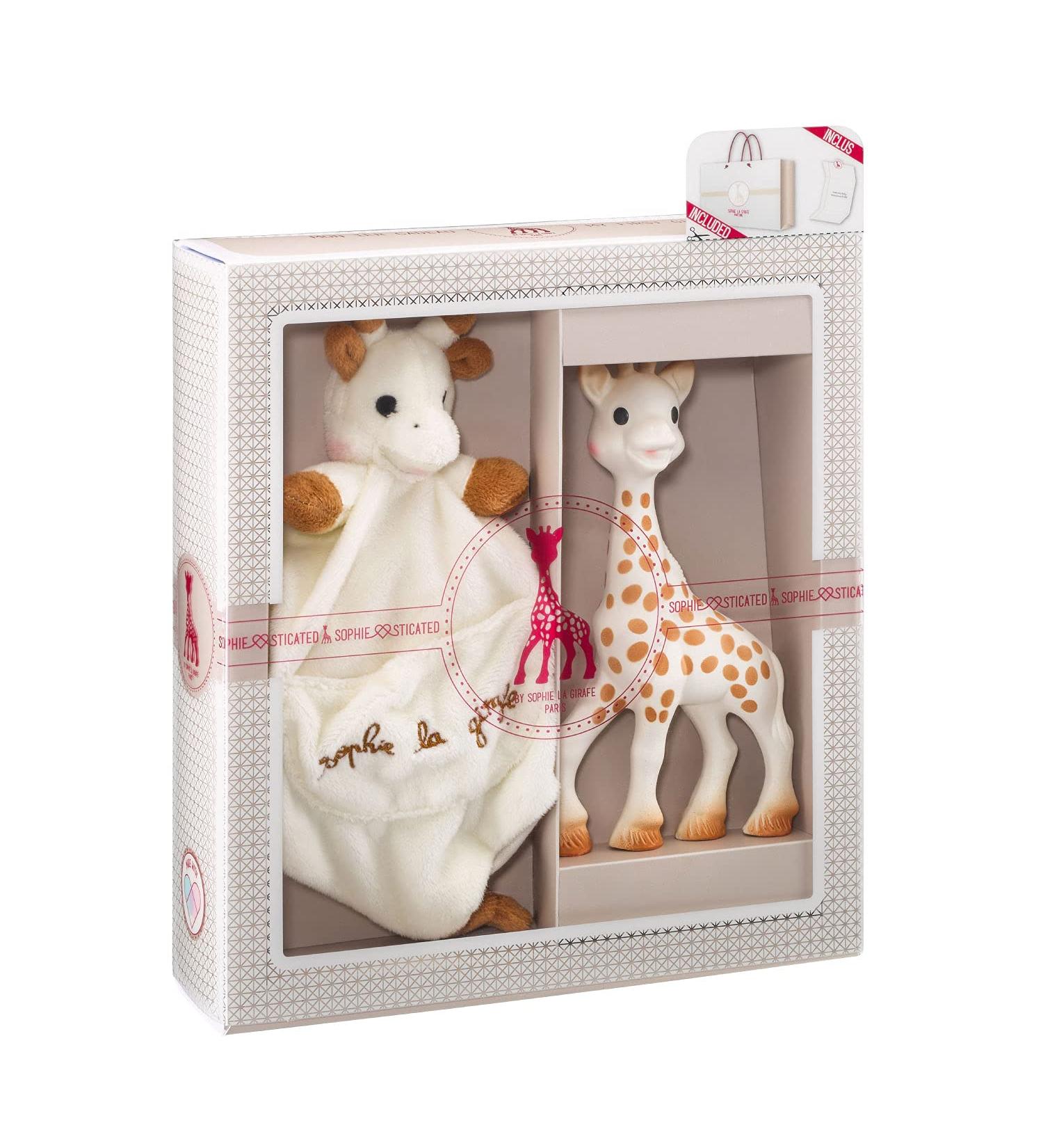 Sophie la girafe Teether & Plush Gift Set - 100% Natural Rubber Toy - Baby Teething Comforter with Gift Bag & Card - Buy Online on GoSupps.com