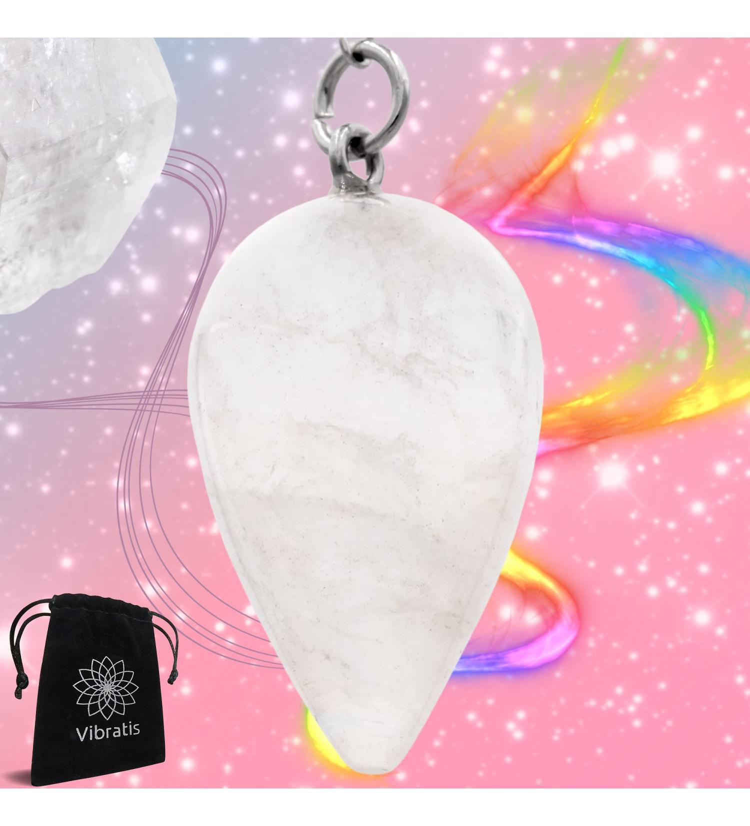 Rock Crystal Radiesthesia Pendulum - White Quartz Stone Energy Transmitter & Amplifier for Healing - Buy Online on GoSupps.com