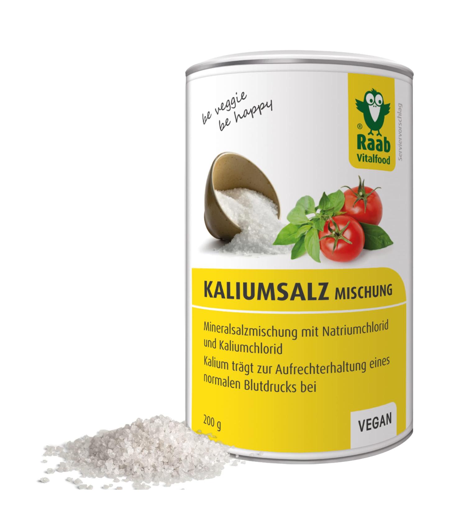 Raab Vitalfood Potassium Salt Mixture - Mineral Blend for Healthy Blood Pressure | 200g Can - International Shipping Available - Buy Online on GoSupps.com