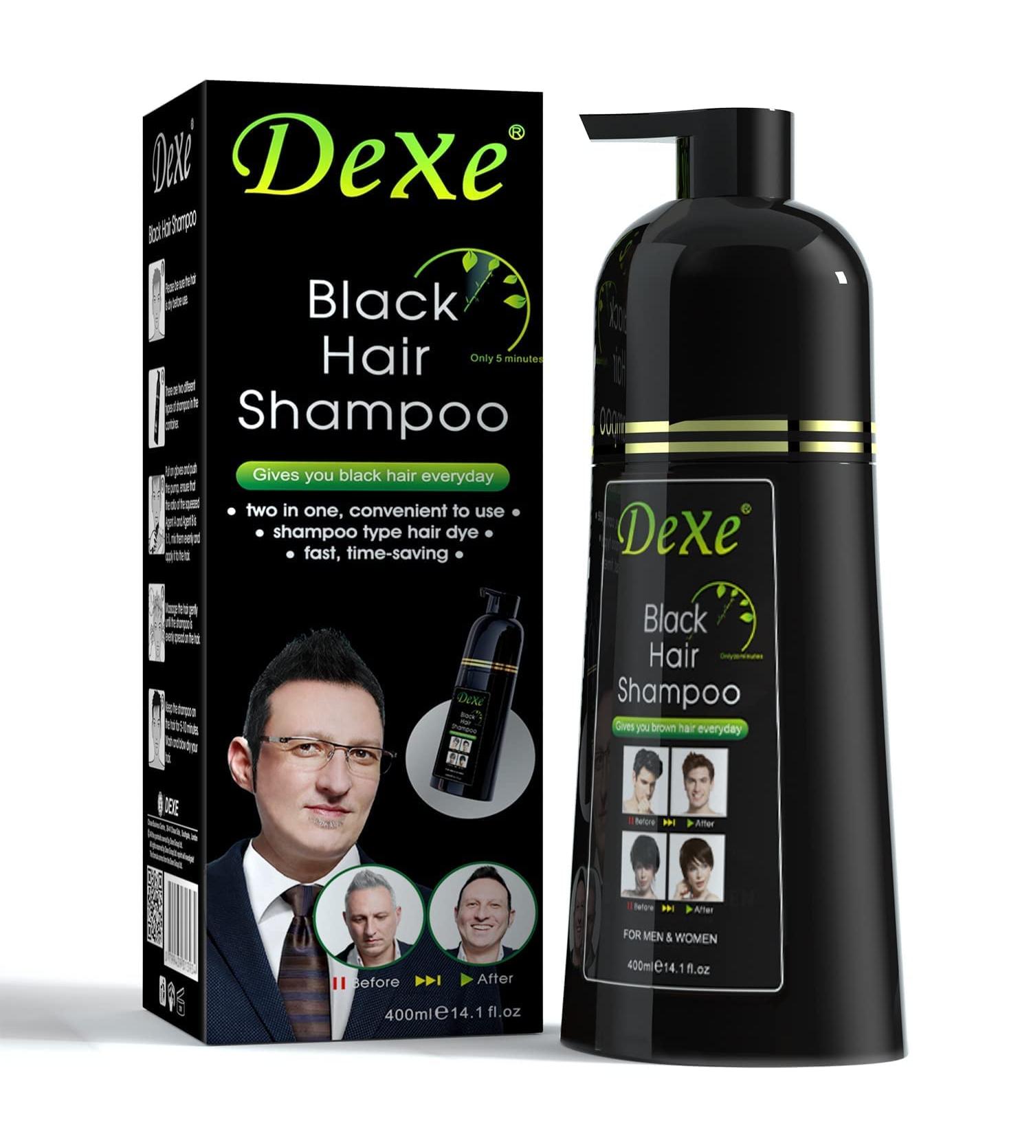 Dexe Shampoing cheveux noirs 400 ML teinture assombrissante instantan e pour hommes et femmes couleur noire facile utiliser dure 30 jours ingr dients naturels action rapide - Buy Online on GoSupps.com