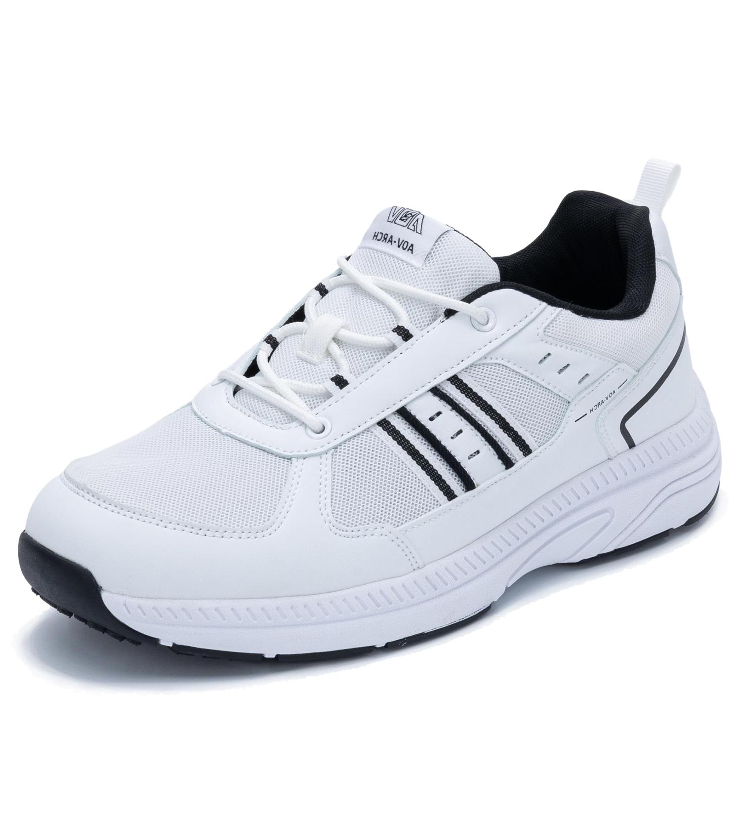 Mens Walking Shoes Wide Running Sneakers with Arch Support - Lightweight Diabetic Athletic Tennis Shoes - Size 11.5 White/Black - Buy Online on GoSupps.com