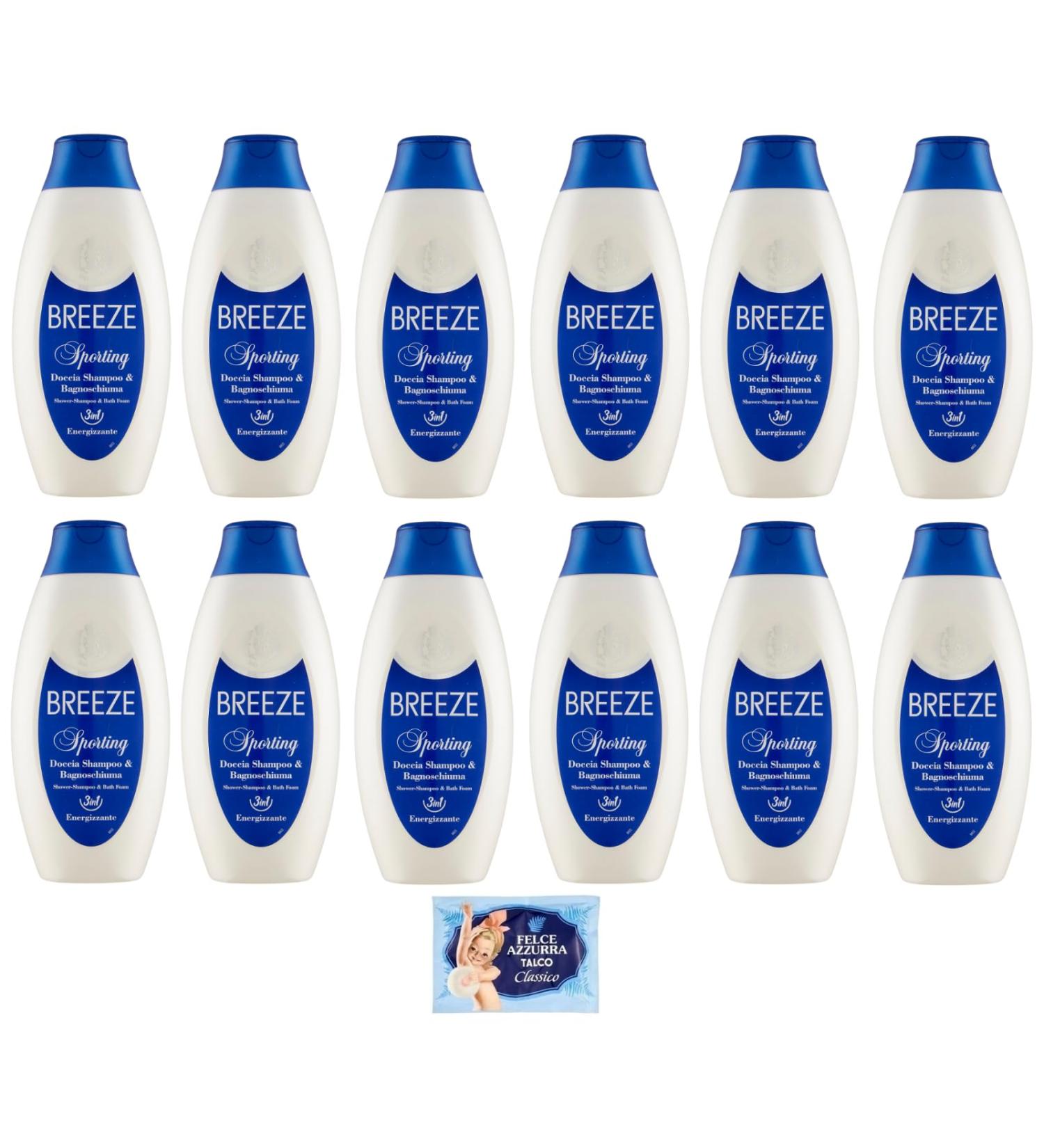  Felce Azzurra 12 x BREEZE Sporting Shower Gel effectively cleanses the body and hair 400 ml + 1 sachet of Azzurra Fern talcum powder 100 g - Buy Online on GoSupps.com