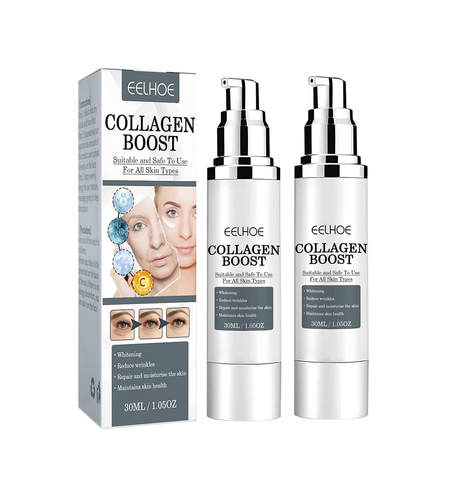 EELHOE Collagen Boost Anti-Aging Serum & Cream Set for Women with Hyaluronic Acid - Buy Online on GoSupps.com