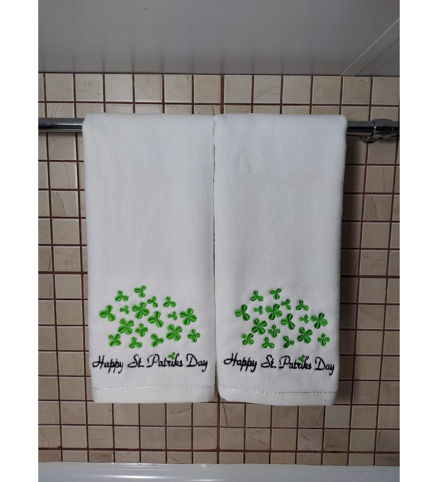 Happy St.Patriks Day Hand Towel Valentines Day Kitchen Bathroom Faucet Towel Be Mine Fingertip Towel Set Highly Absorbent SPA Gym Guest Shower Towels 11x18 inches Holiday Decorations (White, 2) White 2