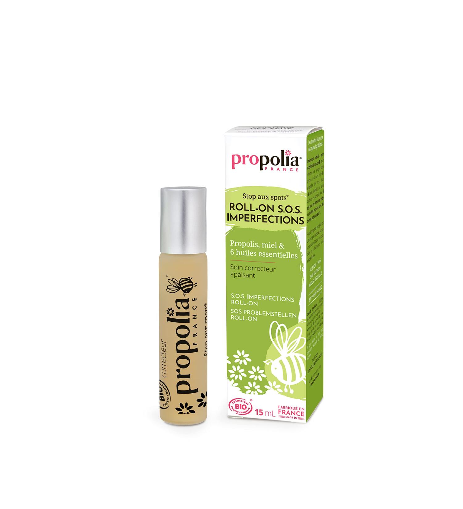 PROPOLIA - Organic - Roll-On SOS Imperfections - Pimples Blackheads & Redness - Propolis & essential oils of Tea Tree Palmarosa and Lemon - Made in France - 15 ml - Buy Online on GoSupps.com