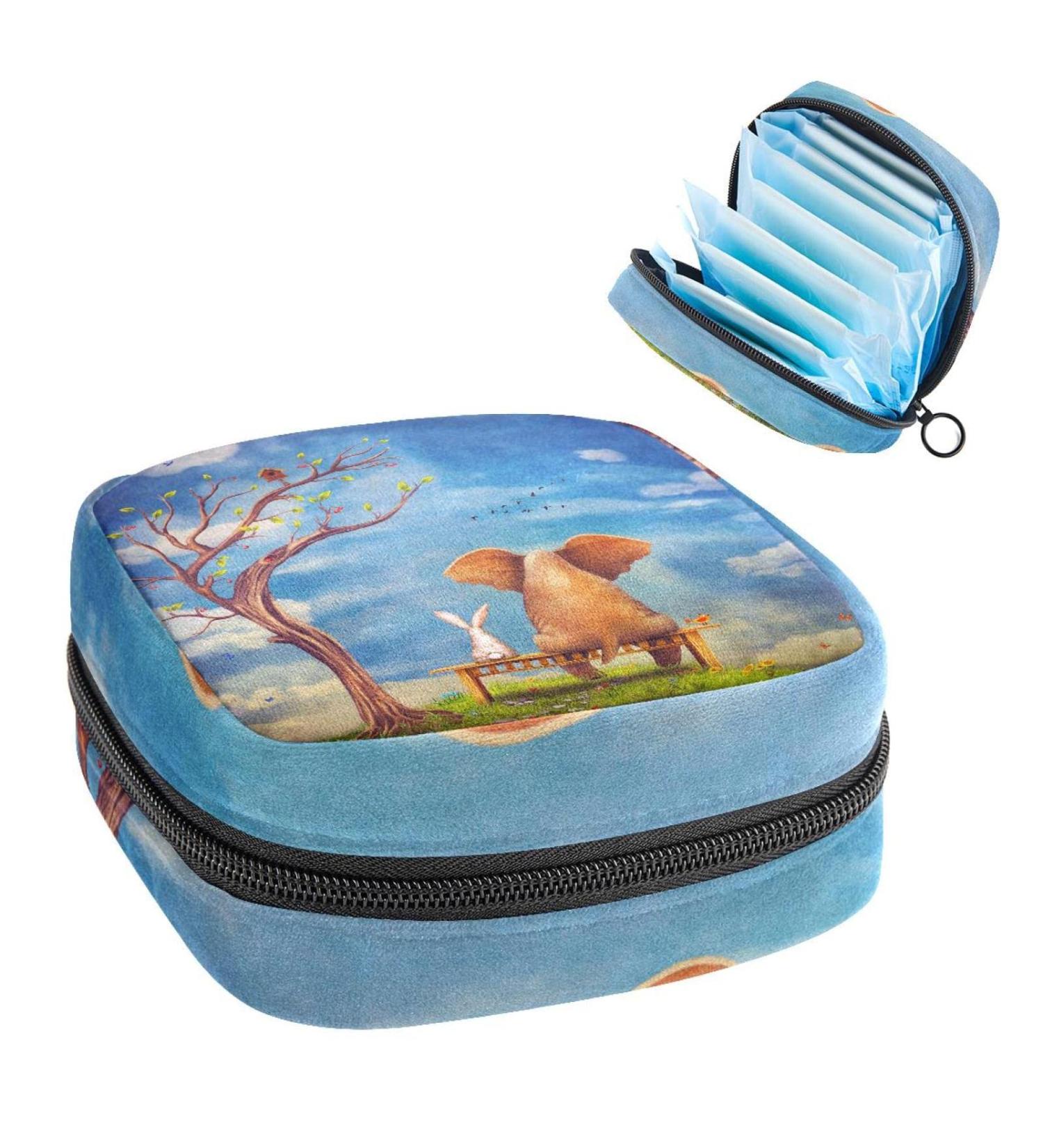 Women's Portable Period Kit - Bond Storage Pockets for Pig & Rabbit Design | Feminine Product Bag in Color1 - Buy Online on GoSupps.com