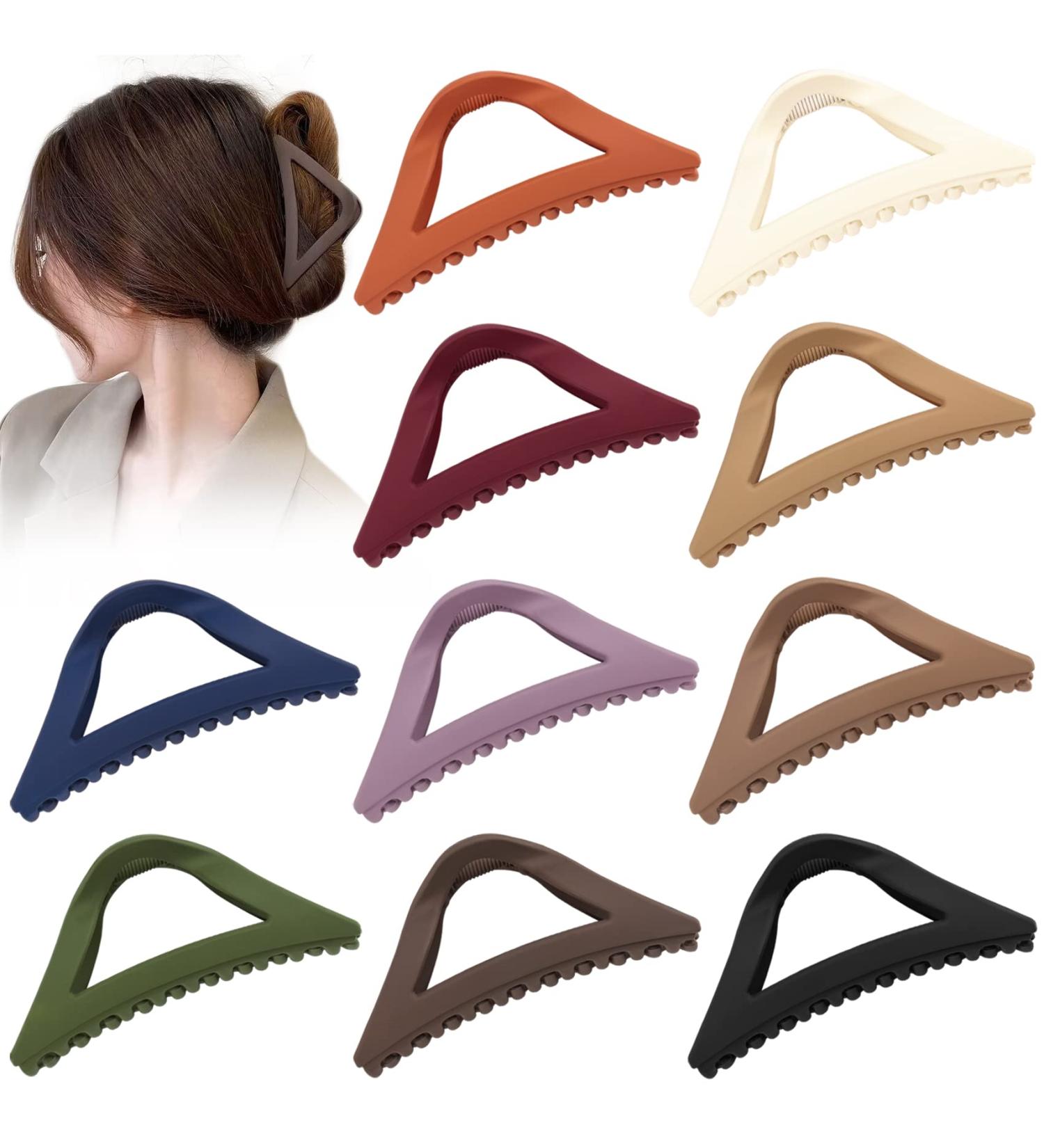 10 Pack Large 4.5 Inch Triangle Claw Clips for Thick Hair - French Matte Jumbo Hair Clamps for Women and Girls - Buy Online on GoSupps.com