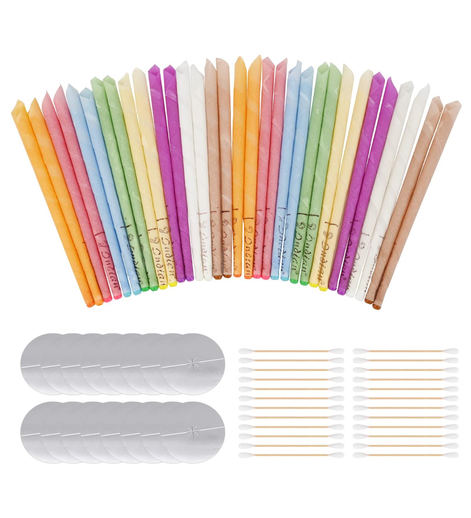 32pcs All Natural Beeswax Hopi Ear Candle Cones with Drip Protectors - Ear Wax Removal Kit - Buy Online on GoSupps.com