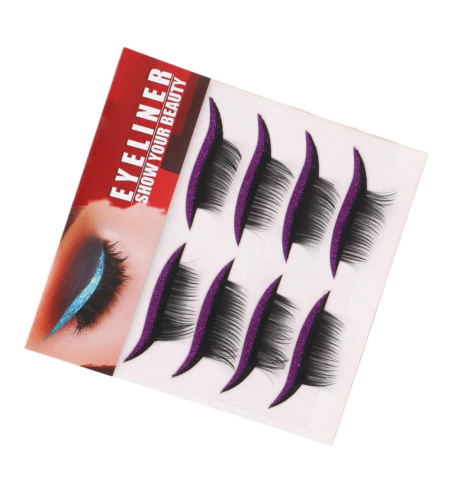 Glitter Sticker Set with Bold Colors for Easy Makeup Black Solid 4 Pairs Waterproof and Reusable Suitable for Parties and Daily Life (Purple) - Buy Online on GoSupps.com