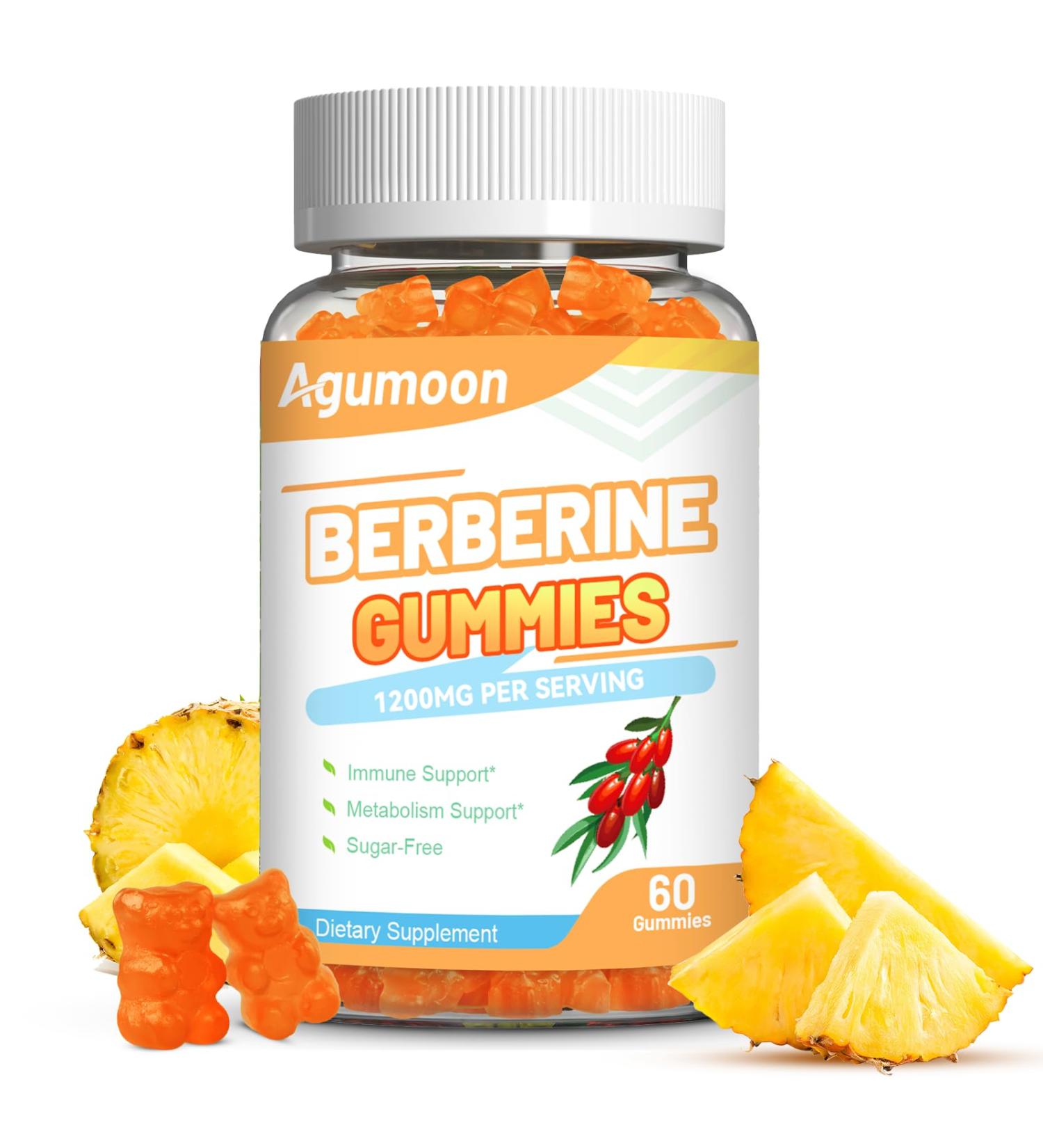 Berberine Gummies 1200mg High Potency Berberine Supplement with Ceylon Cinnamon for Immune System & Metabolism Support Sugar Free Vegan Pineapple Flavor 60 Count 60 Count (Pack of 1) - Buy Online on GoSupps.com