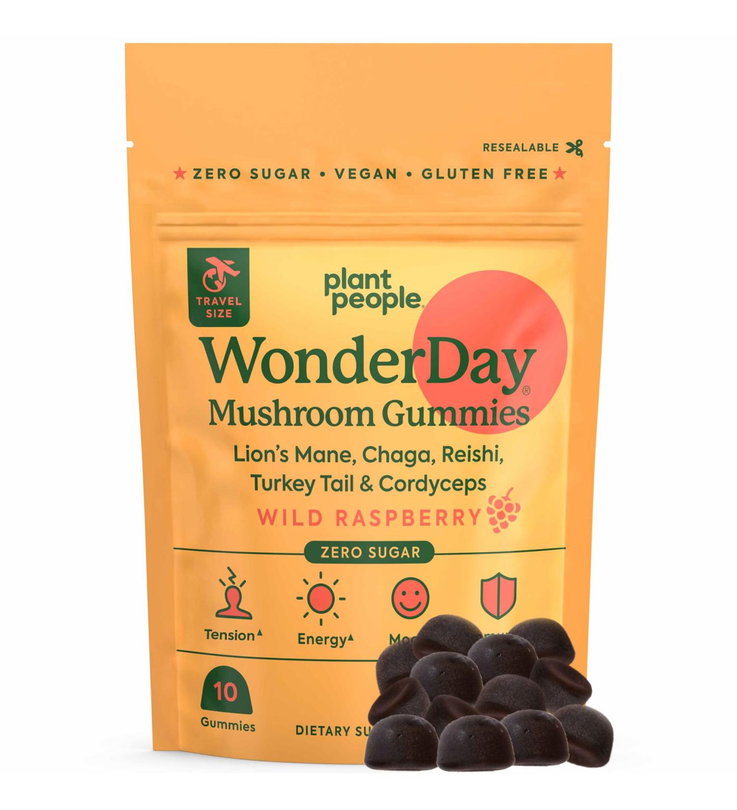 Plant People - WonderDay Mushroom Gummies Mini | Daily Gummy Multi Support for Whole Body Balance, Mood, De-Stress, Energy, Immune and Gut Health | Natural, Vegan, Non-GMO | Trial Size - Buy Online on GoSupps.com