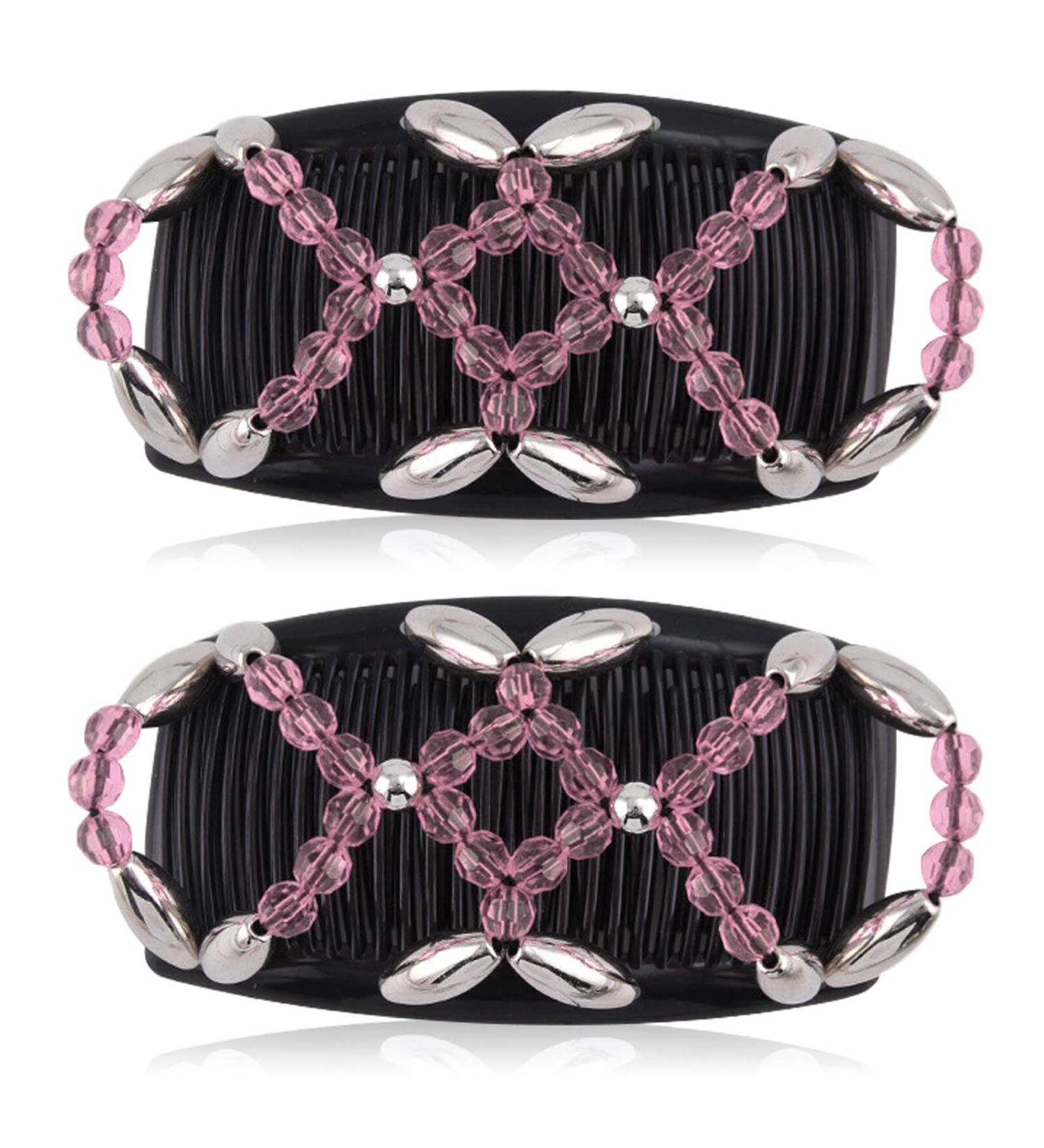 Shop Kytpyi Hair Comb & Clips - Fashionable Stretchable Hair Accessories for Thick & Fine Hair - 2-Piece Durable Pearl Set (Pink) - International Shipping Available - Buy Online on GoSupps.com