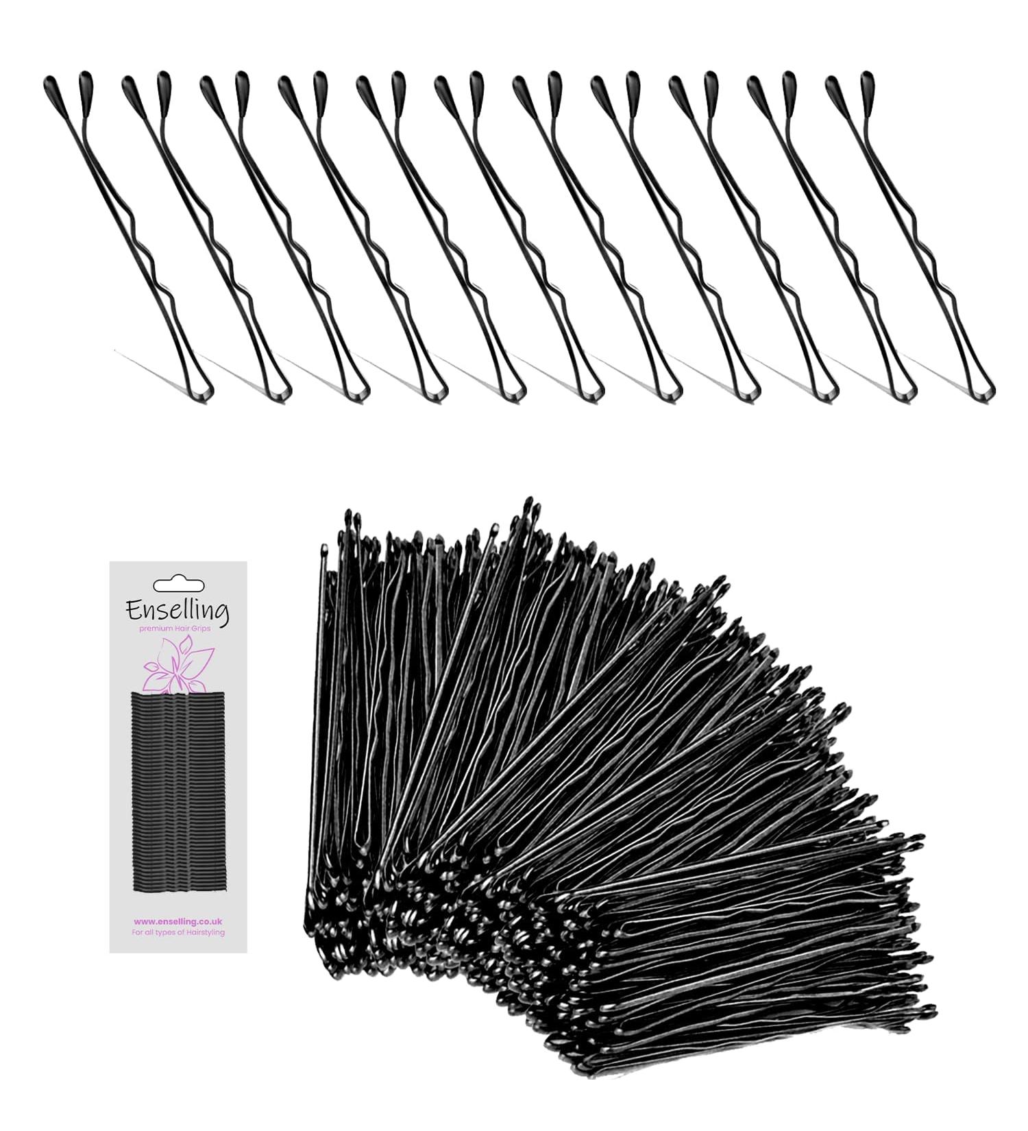 Enselling Hair Grips Pack of 50-5.5cm - Crimped Blonde Bobby Pins for Women Girls and Hairdressing Salons -Perfect for Thick Thin & Curly Hair Styling (Black) - Buy Online on GoSupps.com