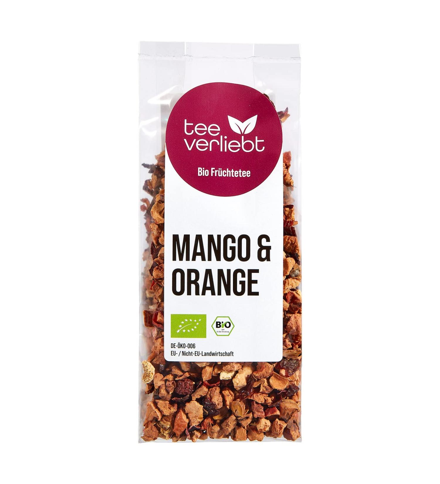 FRUTEG Th de fruits en vrac Mangue et orange 100 g | Th de fruits en vrac | M lange de th de taille d' t Culture biologique contr l e | Th de fruits bio l che 100g - Buy Online on GoSupps.com