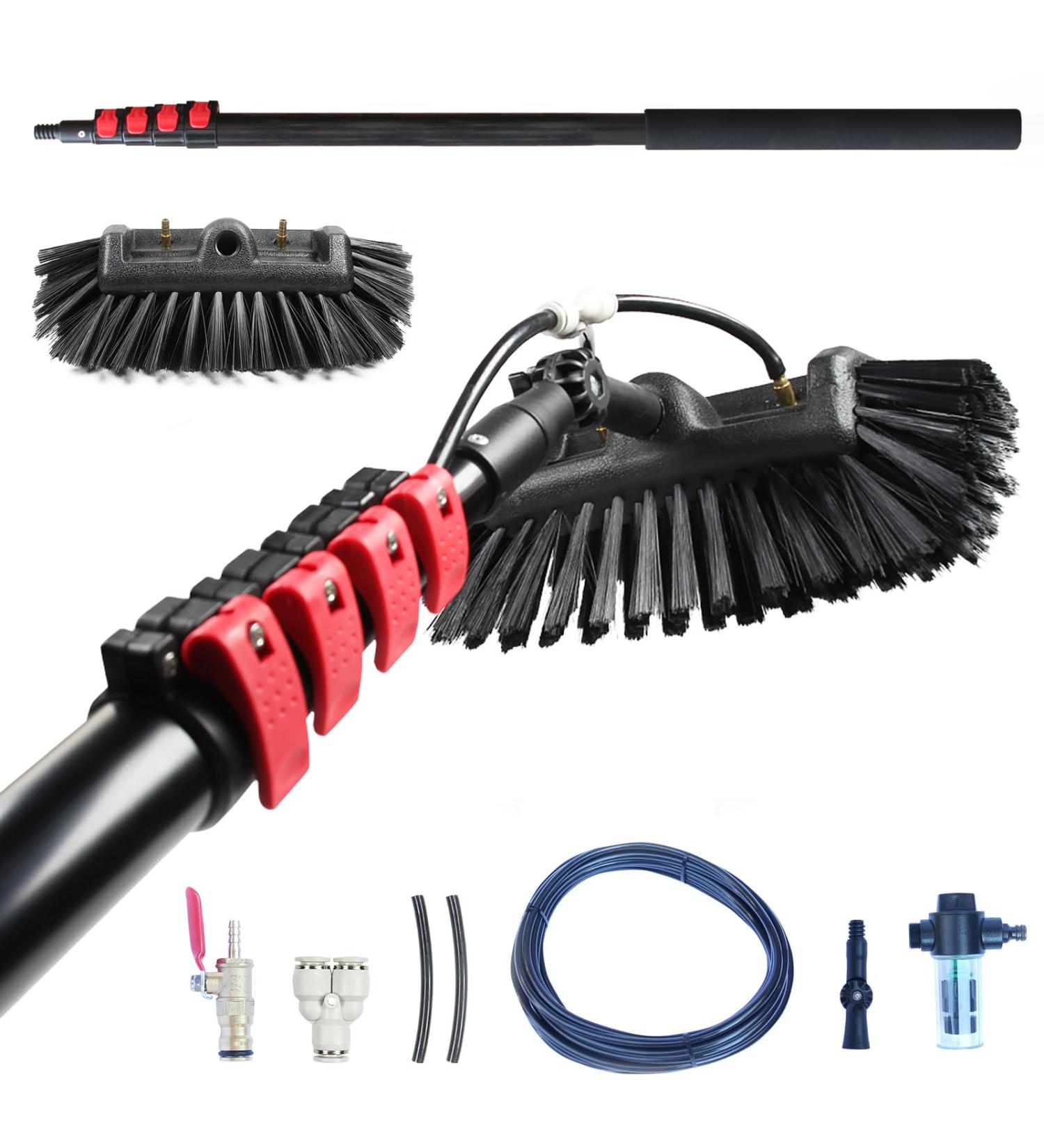 3.6-10.8 M Washing Kit: Water-fed Brush Soap Dispenser Window Cleaning Pole Water Fed Telescopic Brush Window Cleaner Equipment Car Cleaning Brush (6M) - Buy Online on GoSupps.com