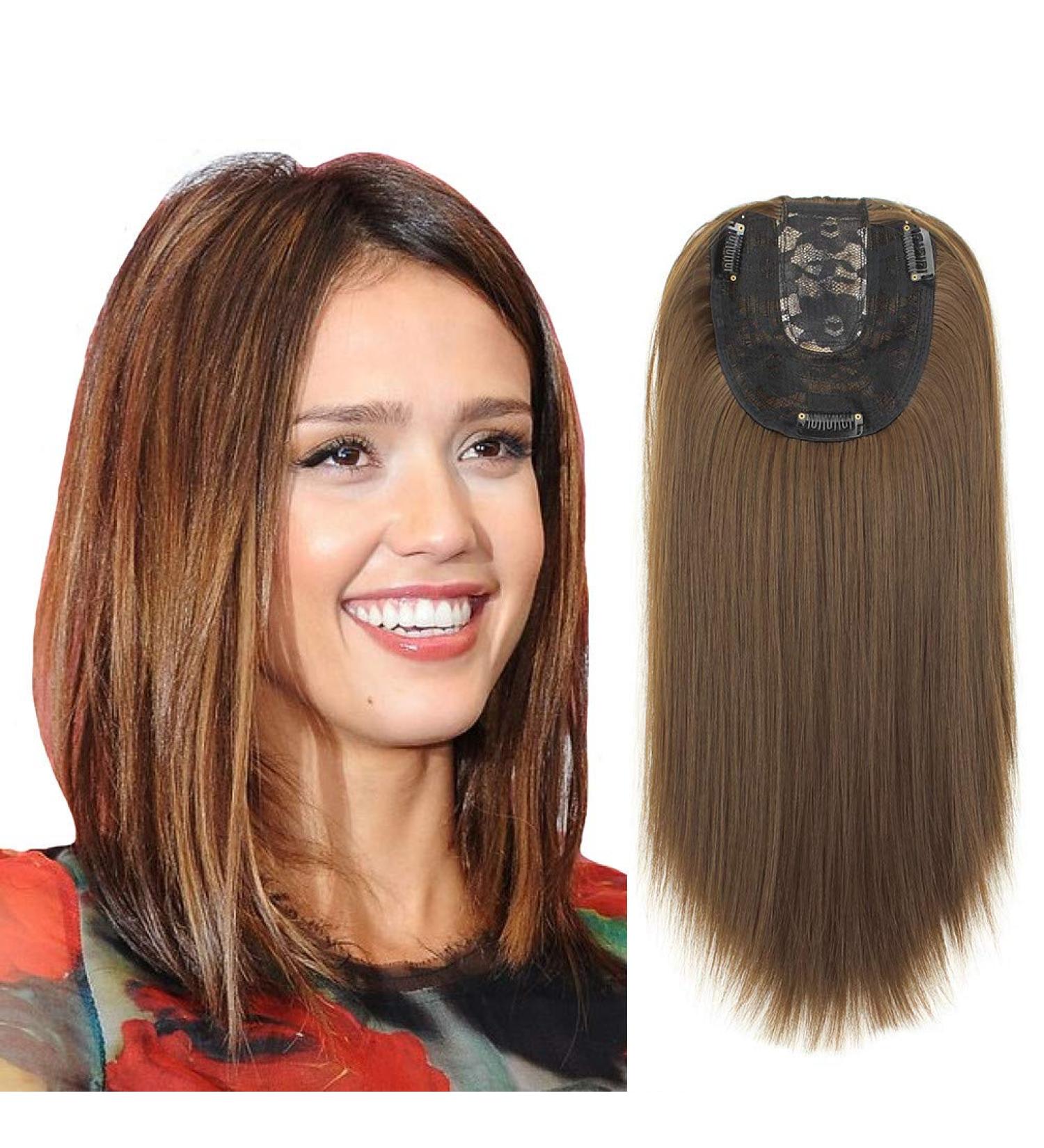 Buy Women's 56 cm Middle Part Straight Hairpiece with Clip - Fudge Color | International Shipping Available - Buy Online on GoSupps.com
