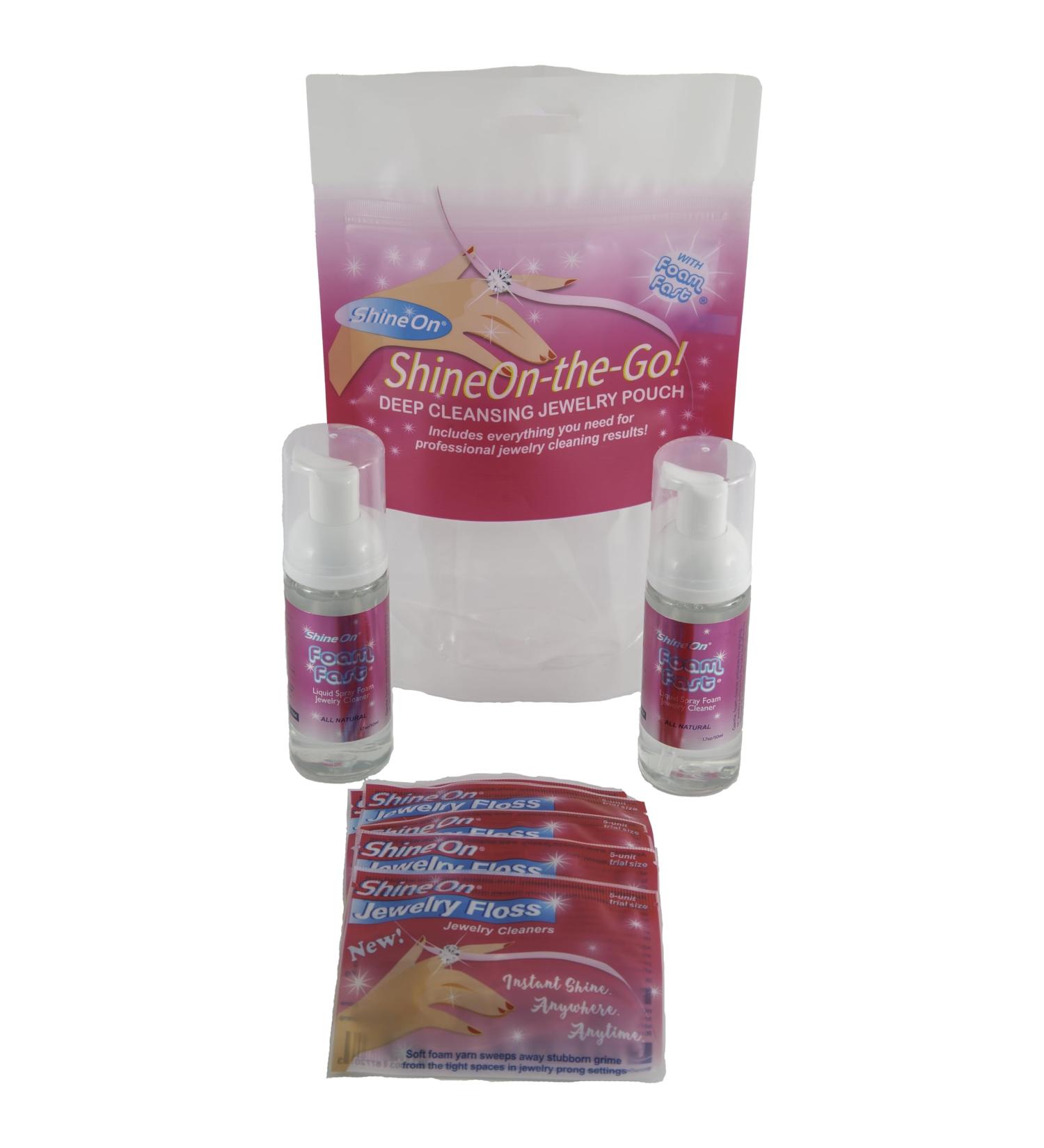 ShineOn-the-Go Deep Cleansing Jewelry Pouch & FoamFast Cleaner | Jewelry Floss with FlexYarn Foam - Perfect for International Shipping - Buy Online on GoSupps.com
