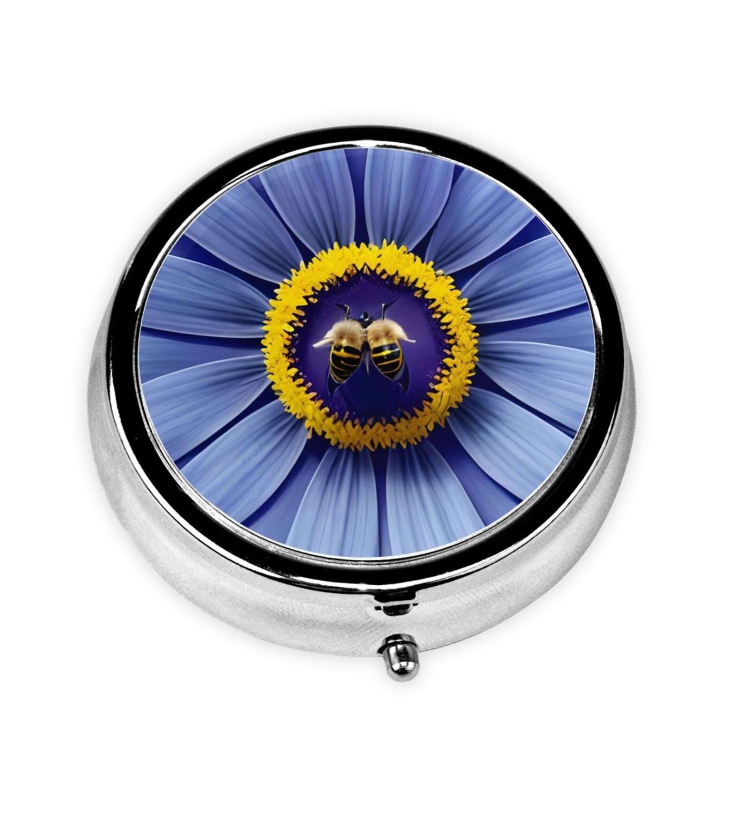 Flower Heart Pill Box - 3 Compartment Travel Organizer for Vitamins & Medication | Portable Round Pill Case - Buy Online on GoSupps.com