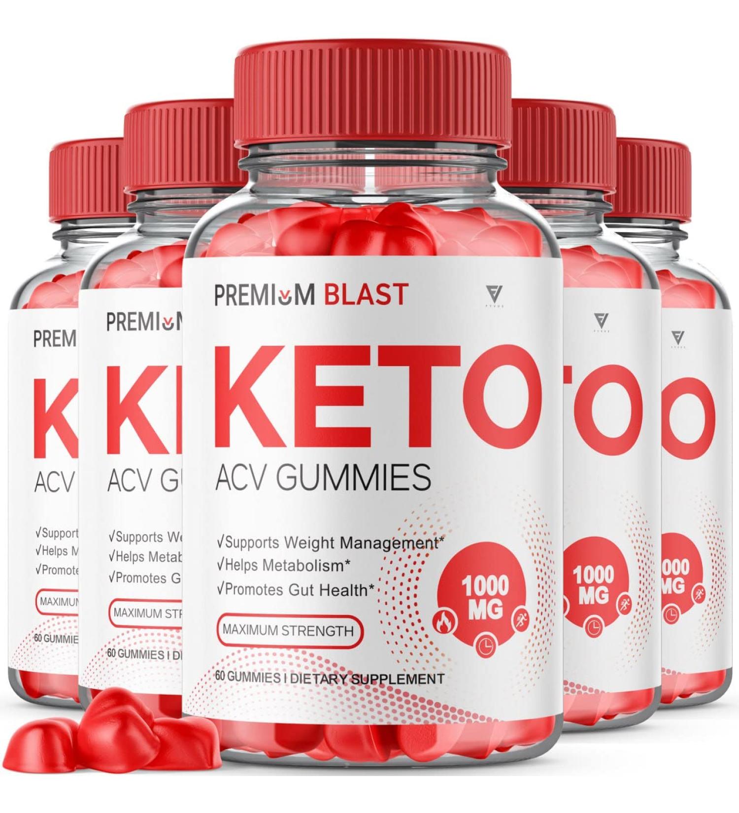Premium Blast Keto ACV Gummies - 5 Pack for Advanced Weight Loss | Shark Tank Oprah Winfrey Approved | Apple Cider Vinegar Gummies (300 Count) - Buy Online on GoSupps.com