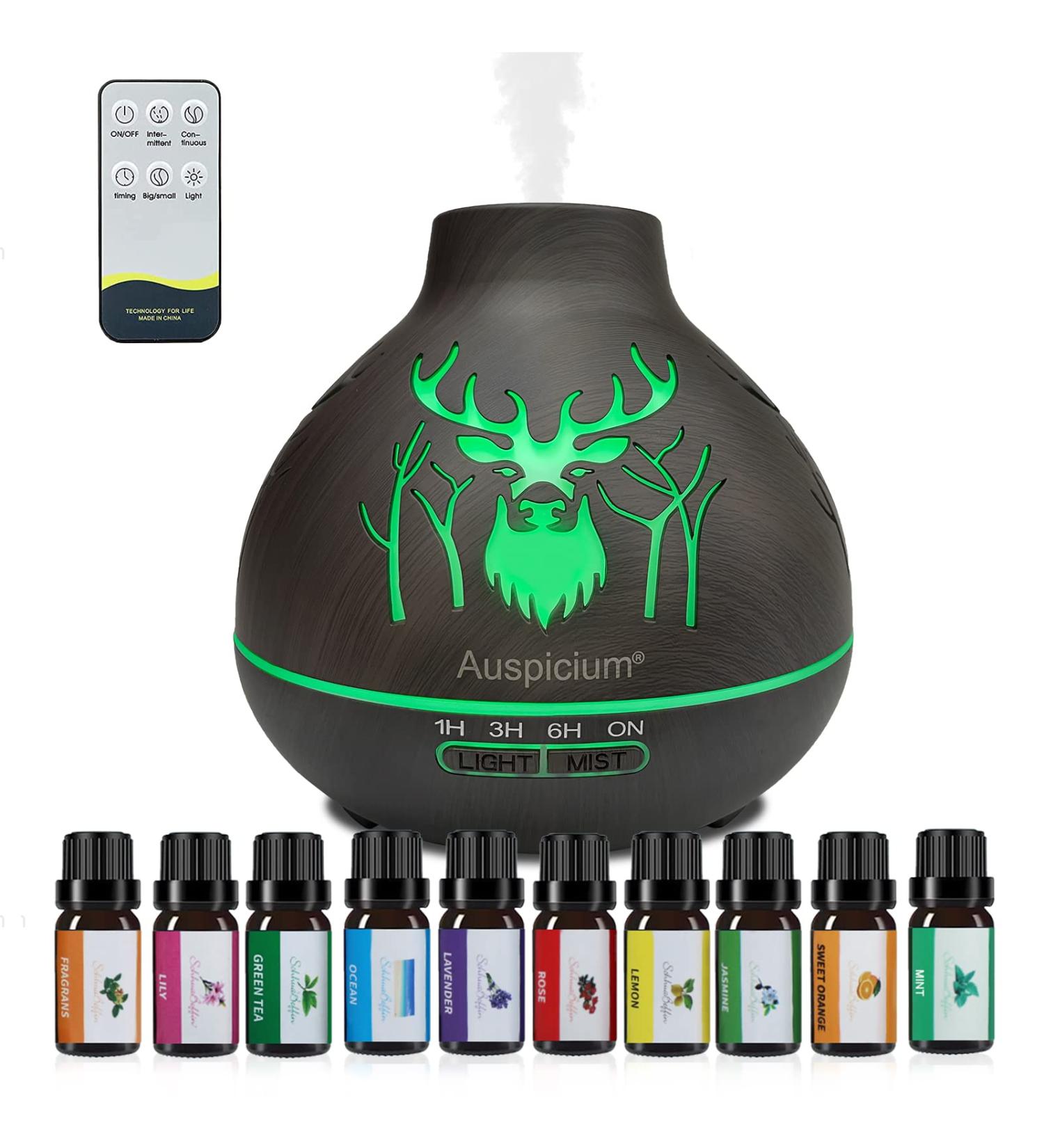 500ml Dark Brown Essential Oil Diffuser 15 Color LED 3 Timer Modes & Auto Shutoff | Aromatherapy Humidifier - Buy Online on GoSupps.com