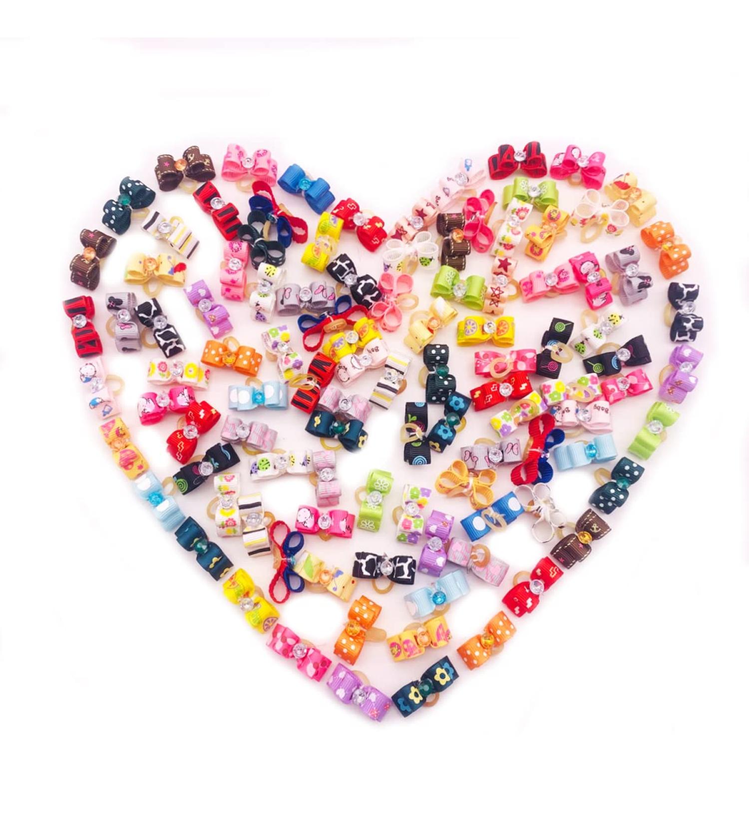 BIPY 50Pcs Small Dog Hair Bows with Elastic Rubber Bands for Puppies Doggy Cats Kitten Valentine's Day Wedding Festival Pet Yorkie Alpaca Topknot Attachment Grooming Accessories Random Color valentine's day Dog Hair Bows 50pcs - Buy Online on GoSupps.com
