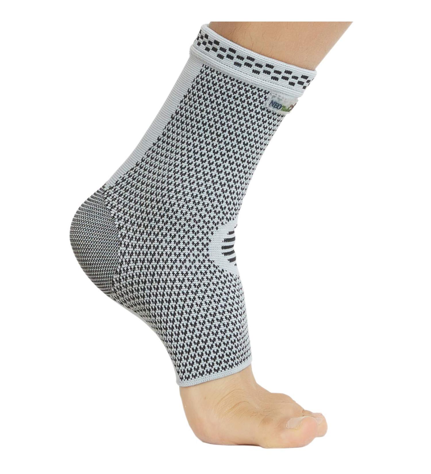 Neotech Care Ankle Support Sleeve - Bamboo Fiber Knitted Fabric - Medium Compression - Grey (Size XS) - for Sports, Exercise, Gym - Unisex - Buy Online on GoSupps.com