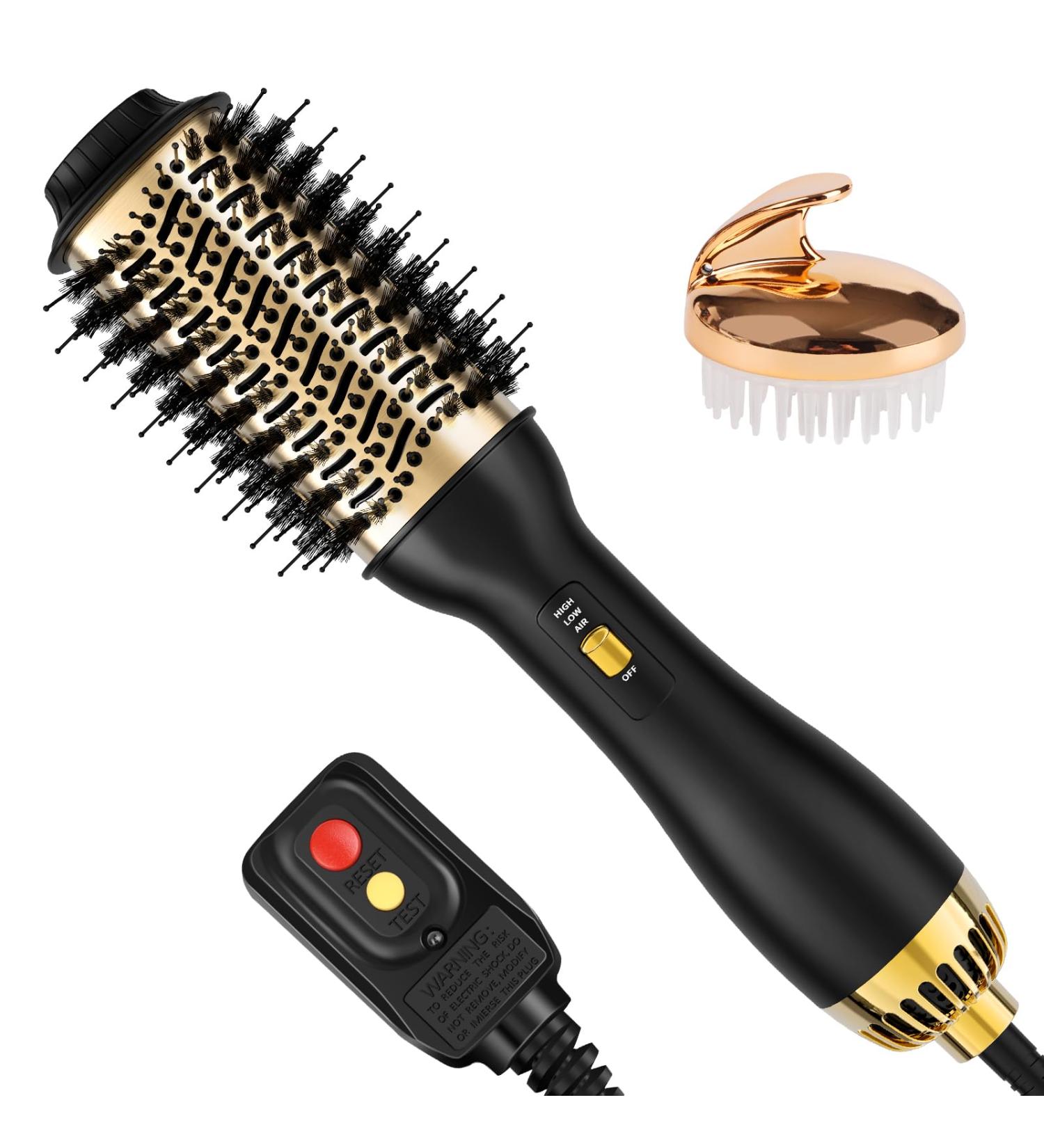 4-in-1 Hot Air Brush - Salon-Grade Golden Styling Tool for All Hair Types - International Shipping Available - Buy Online on GoSupps.com
