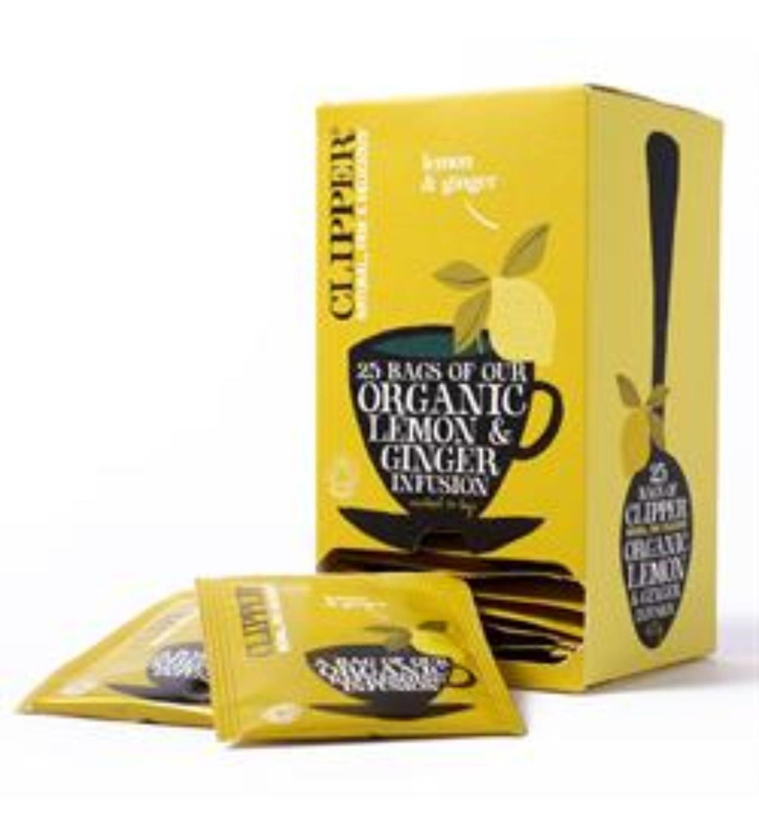 Clipper Org Lemon & Ginger Envelopes 25 Bag x 1