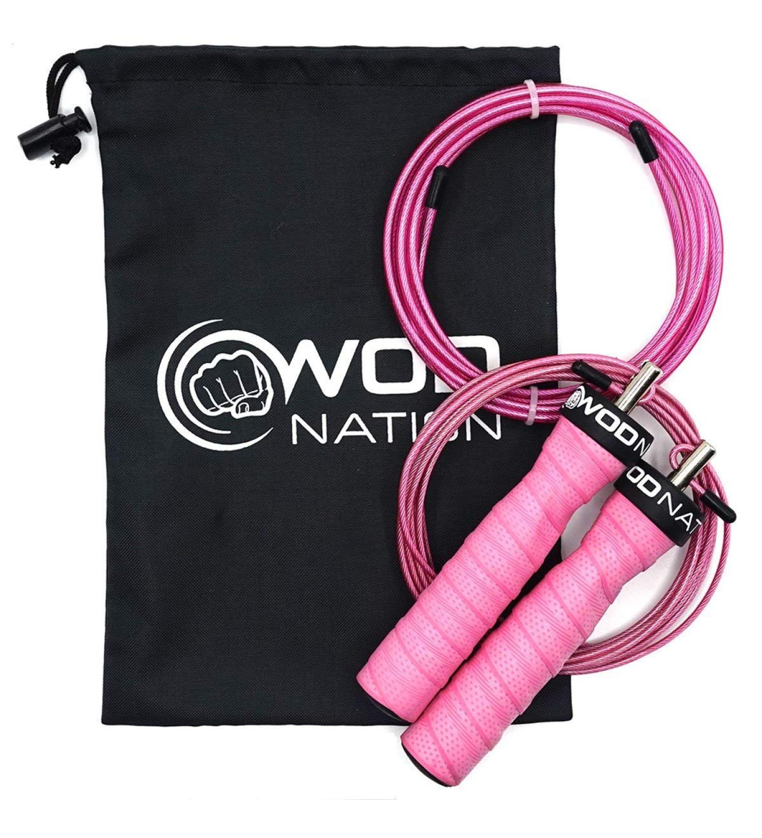 WOD Nation Attack Speed Jump Rope - Adjustable Double Under Jumping Ropes with Two Cable System - Perfect for Crossfit - Pink - Buy Online on GoSupps.com