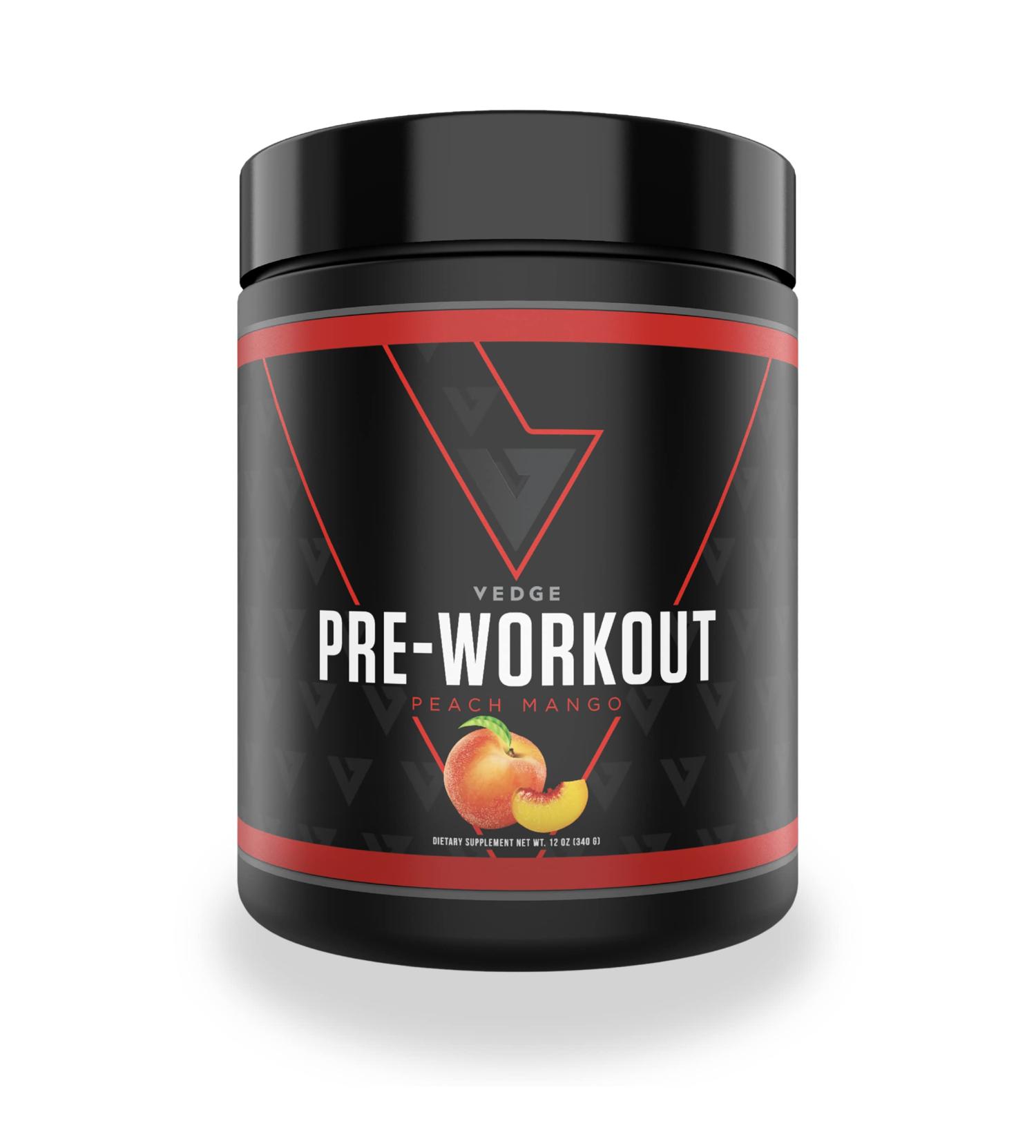 Vedge Nutrition Peach Mango Pre-Workout | Vegan, Dairy & Soy Free | Non-GMO | Long Lasting Energy & No Crash | Caffeine & Citrulline Malate | Nitric Oxide Booster | 40 Servings - Buy Online on GoSupps.com