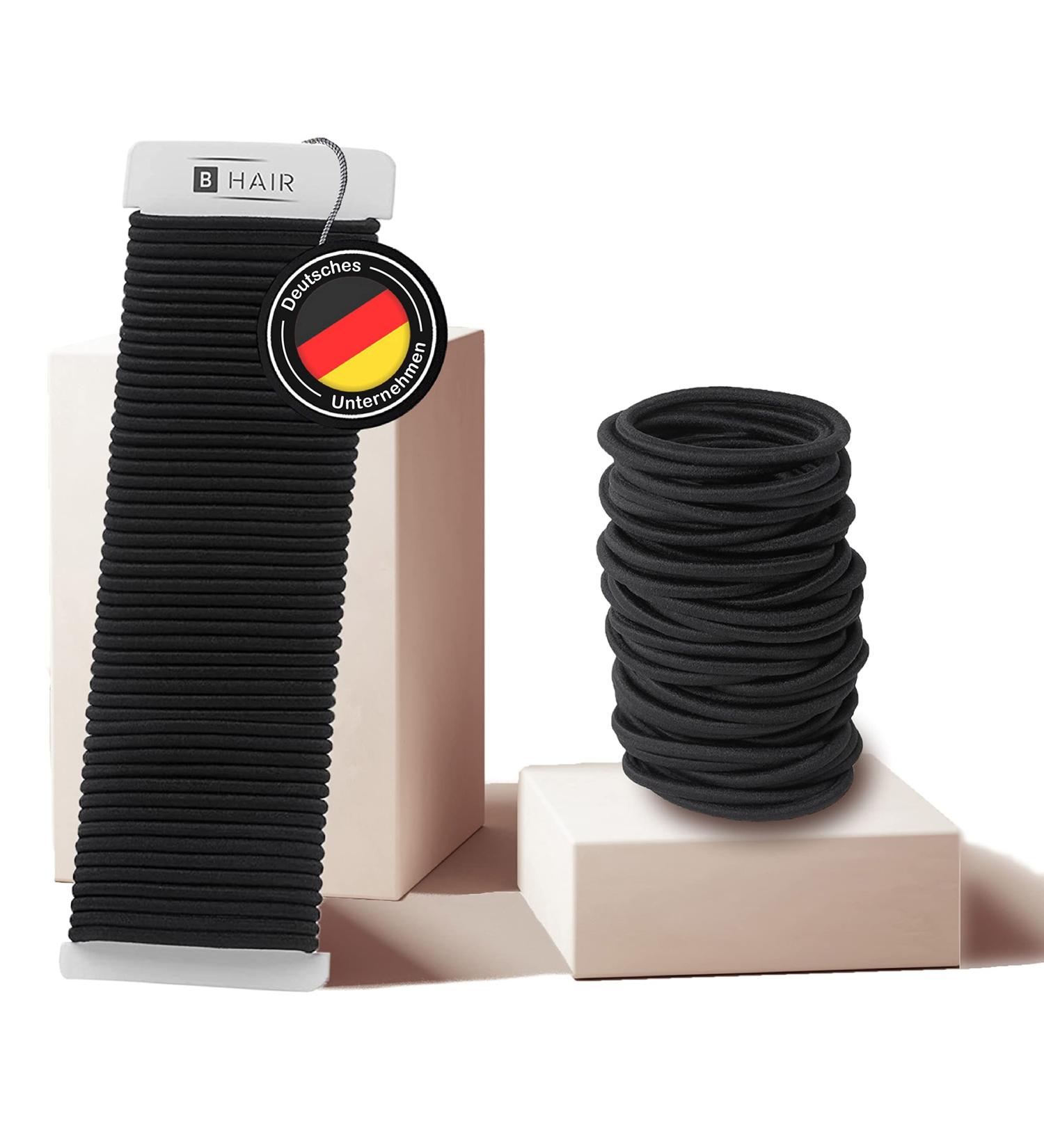 Buy B Hair Black Elastic Hair Ties | 50 Metal-Free Bands for Women Men Girls & Boys | Versatile 4mm Thick 4.5cm Diameter Hair Accessories - Buy Online on GoSupps.com