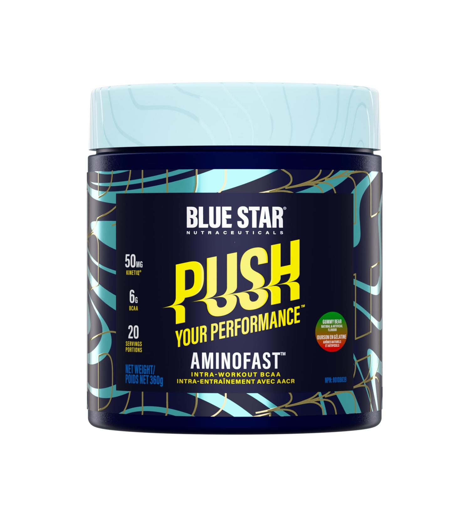 Blue Star Nutraceuticals AMINOFAST - BCAAs with Hydration Support and Electrolytes - Improve Recovery | Fuel Your Performance - 20 Servings (Gummy Bear) - Buy Online on GoSupps.com
