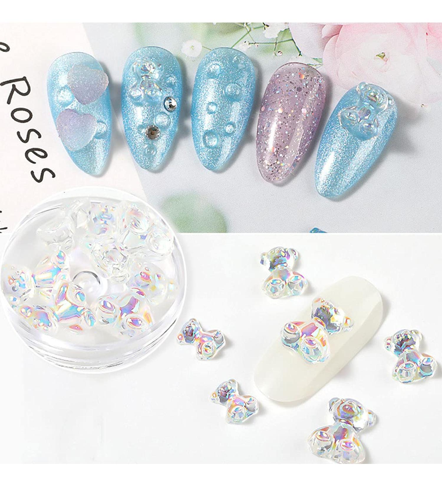 6pcs 3D Cute Bear Resin Nail Art Decorations In 3 Sizes Ornaments Manicure Tips 3D Nail Art Decor - Buy Online on GoSupps.com