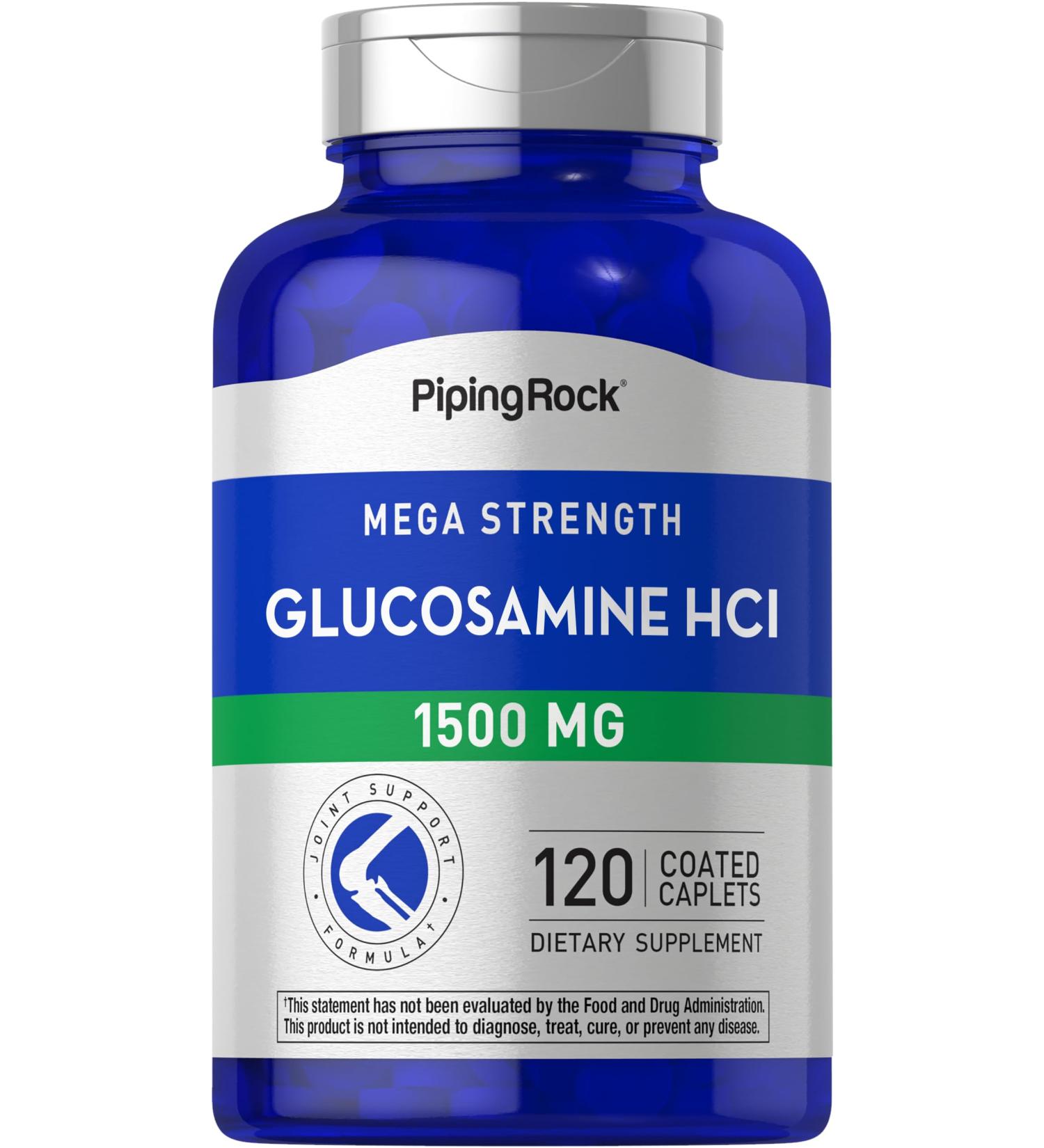 Buy Piping Rock Glucosamine HCL 1500mg - Mega Strength Non-GMO Gluten Free 120 Caplets | International Shipping Available - Buy Online on GoSupps.com