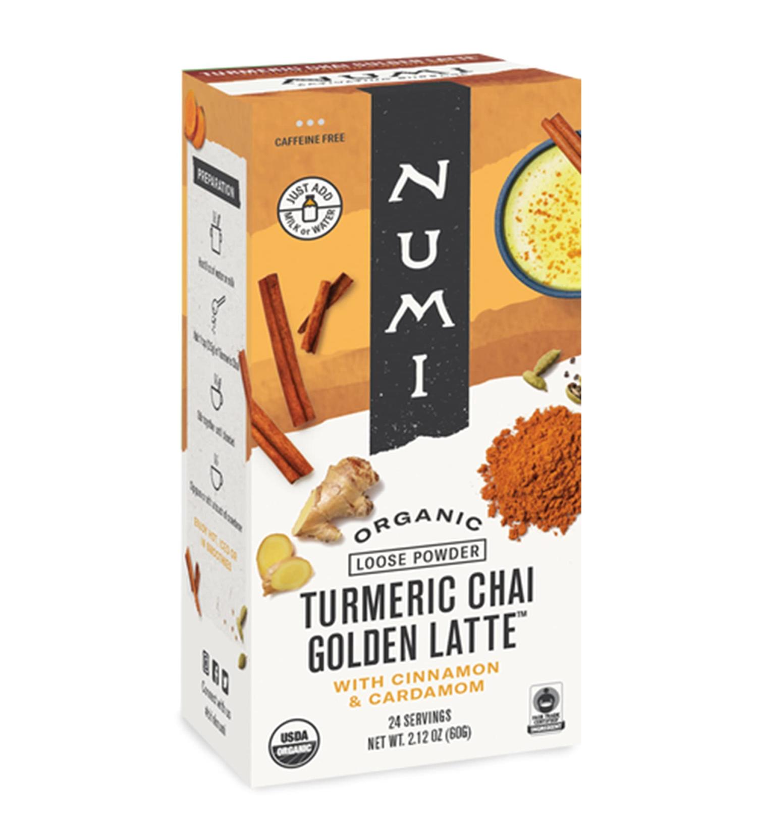 Numi Organic Turmeric Chai - Caffeine-Free Golden Latte Powder, 24 Servings, 2.12oz (Pack of 1) - Buy Online on GoSupps.com