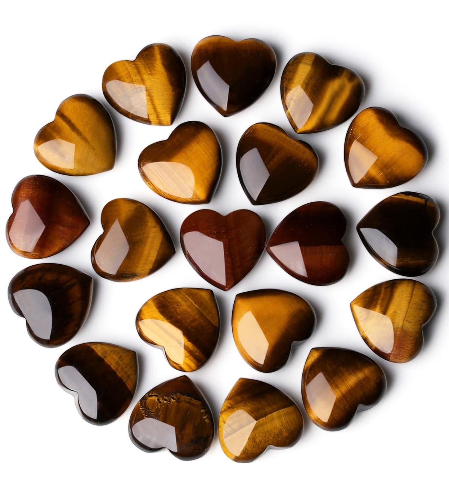 Xiannvxi 15pcs Tiger Eye Heart Stones - Natural Gemstones for Healing & Meditation | Perfect Reiki Crystals for Love & Palm Bag - Buy Online on GoSupps.com