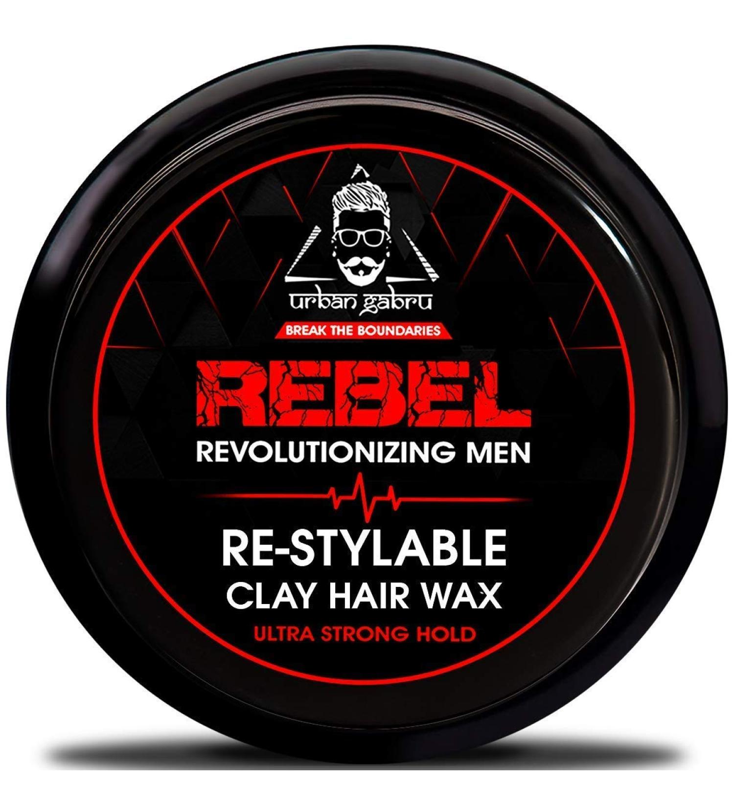 Urbangabru Rebel Hair Styling Clay Wax for Men - Strong Hold 100x Re-Styleable Matte Finish with Keratin - 85g - Buy Online on GoSupps.com