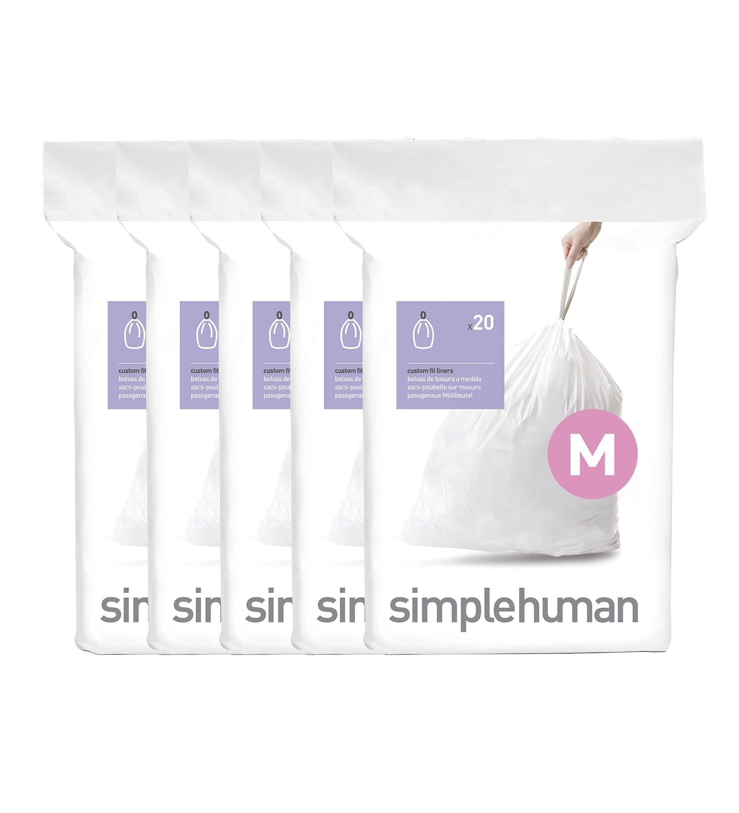 simplehuman Code M Custom Fit Drawstring Trash Bags - 100 Count, 45L / 11.9 Gallon, White - Buy Online on GoSupps.com