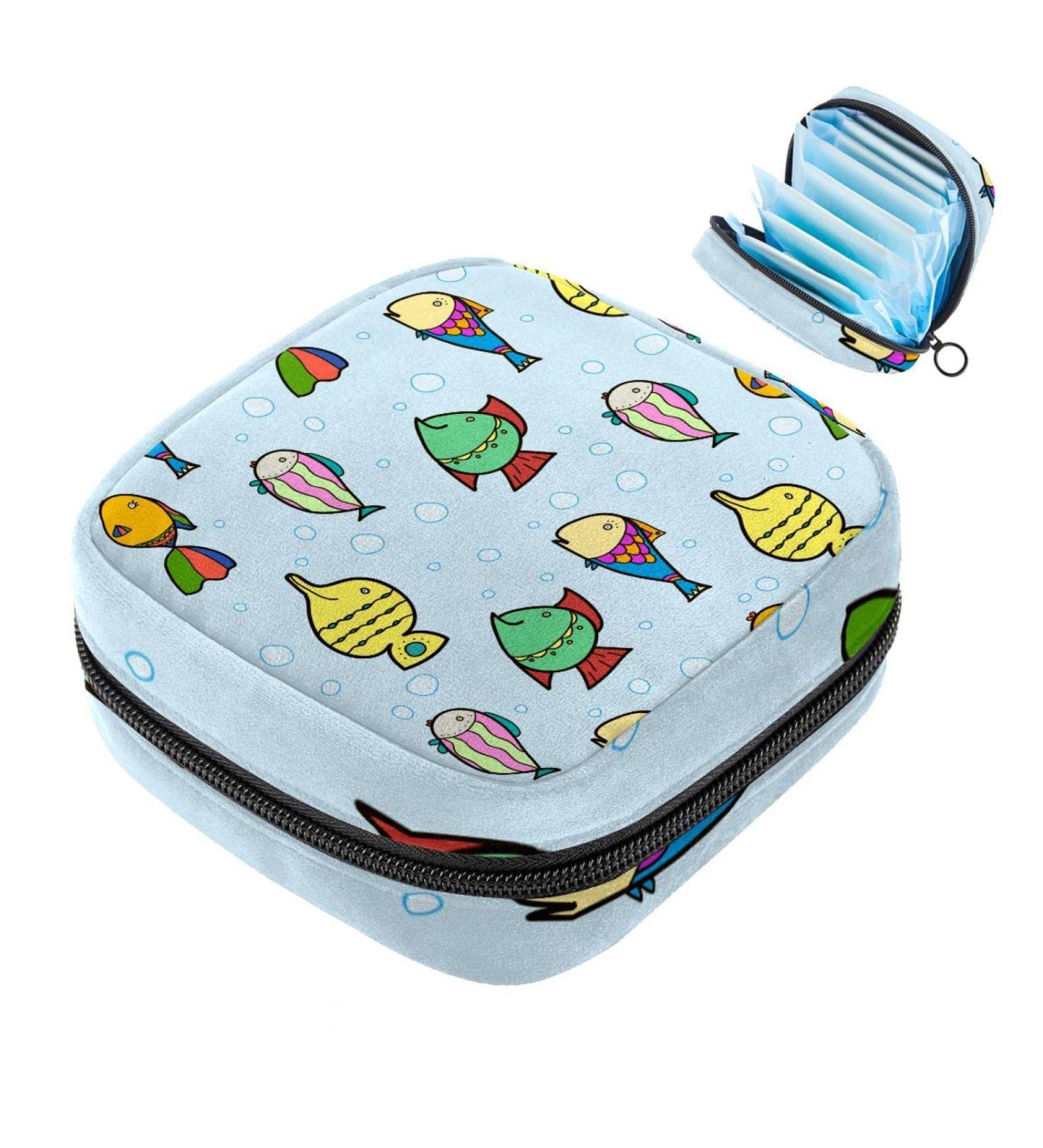 Buy Cute Fish Pattern Women's Binding Bags | Tampon Storage & Zip Pockets - Multi-Functional Menstrual Bags - Buy Online on GoSupps.com