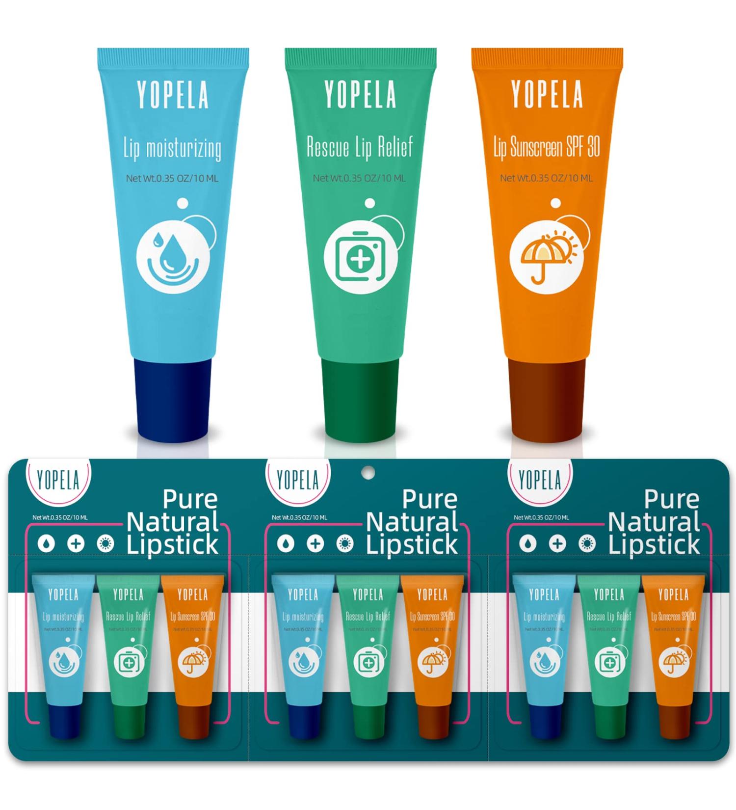 Yopela Lip Sunscreen Moisturizing and Repair Package SPF 30 - 9-Pack with 3 Flavors - Long Lasting Moisture and Lip Repair - Buy Online on GoSupps.com