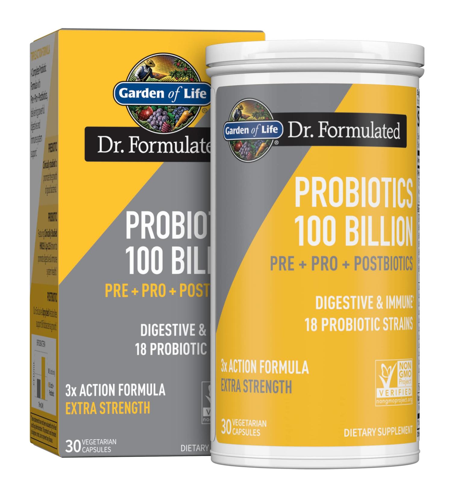 Garden of Life Once Daily 3-in-1 Probiotics, Prebiotics & Postbiotics for Digestive & Immune Health - 100 Billion CFU - 30 Day Supply - Buy Online on GoSupps.com