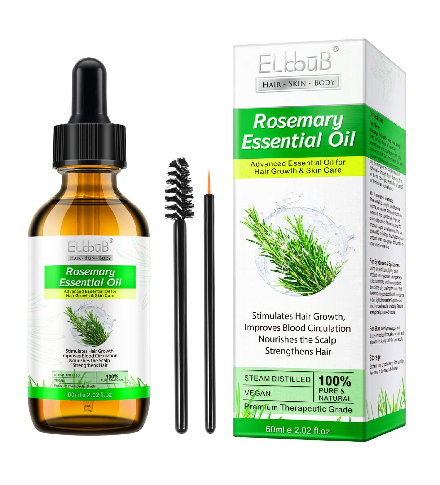 Rosemary Oil for Hair Growth & Skin Care -60ml 100% Pure Rosemary Essential Oil for Eyebrow and Eyelash Nourishes The Scalp Stimulates Hair Growth for Men Women - Buy Online on GoSupps.com