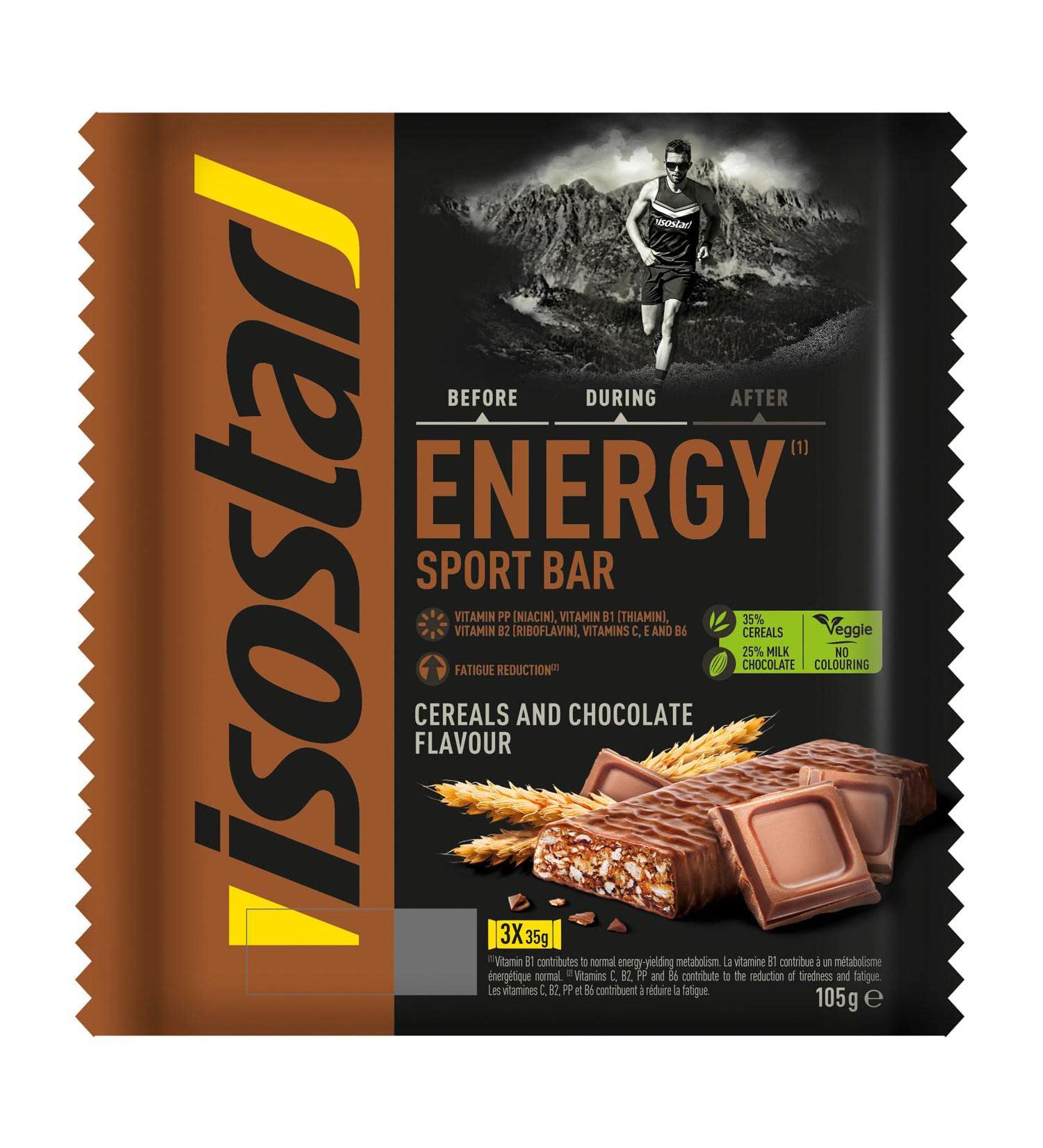 Isostar - Energy Sport Bar Cereal Chocolate Flavor - Energy Bars Source of Carbohydrates - Energy Supply - 3x35 - Buy Online on GoSupps.com