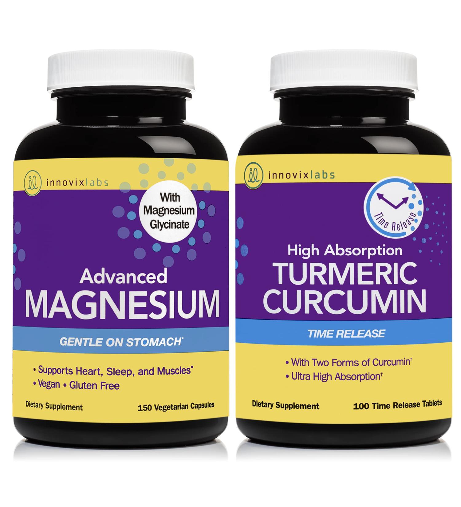 InnovixLabs Magnesium & Curcumin Bundle - Supports Heart, Bones, Muscles & Immune Health - Buy Online on GoSupps.com