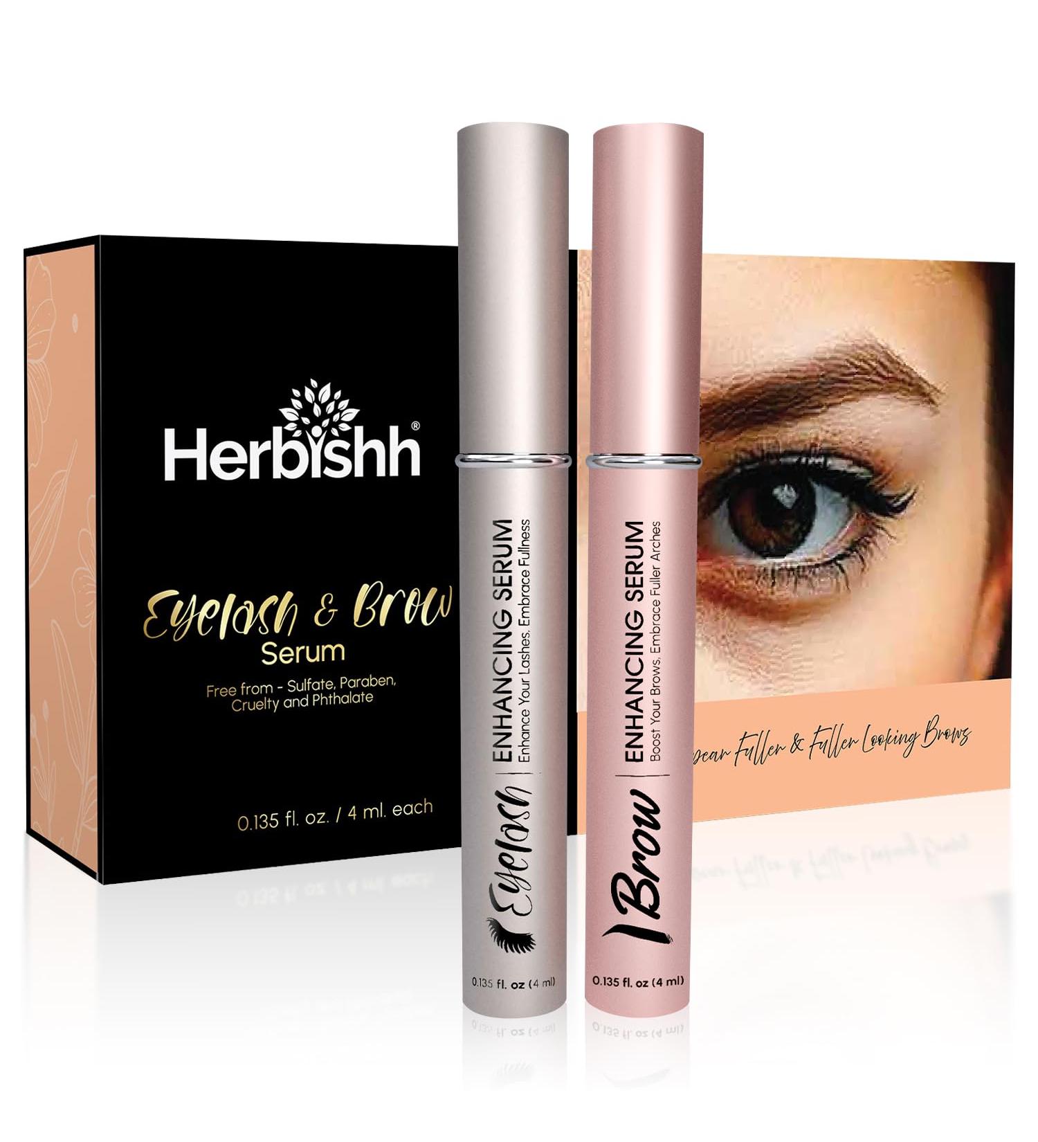 Herbishh Eyelash & Eyebrow Enhancing Serum Nourishing Duo for Fuller-Looking Lashes & Brows Safe for Lash Extensions Fragrance-Free Travel-Friendly Duo 0.135 fl. oz each - Buy Online on GoSupps.com