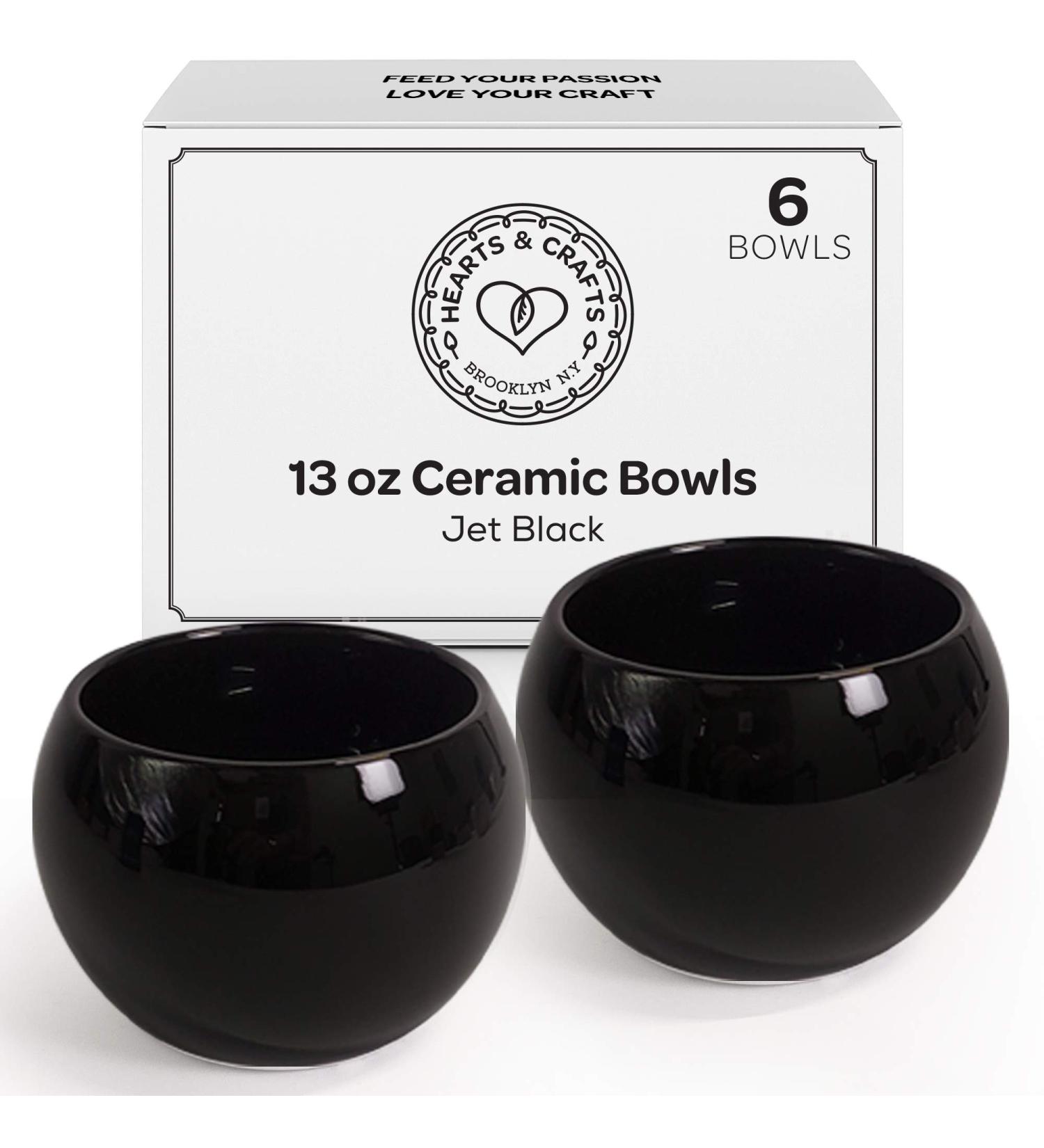 Hearts & Crafts Jet Black Marble Ceramic Bowls 13 oz - Set of 6 | Multi-Use Pots for Candle Making, Arts & Crafts, Storage, Gifts & More - Buy Online on GoSupps.com